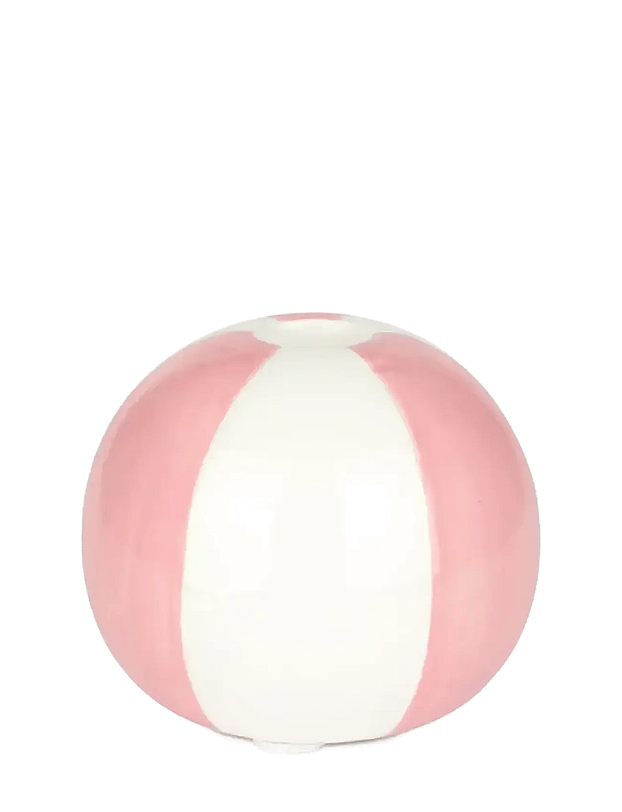 Balvi - Ceramic candle holder Beachball, Pink 8 cm - kerzenständer - pink/ white - 4