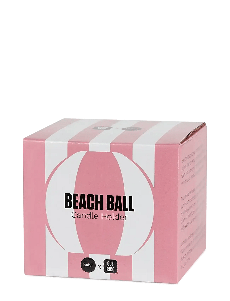 Balvi - Ceramic candle holder Beachball, Pink 8 cm - kerzenständer - pink/ white - 5