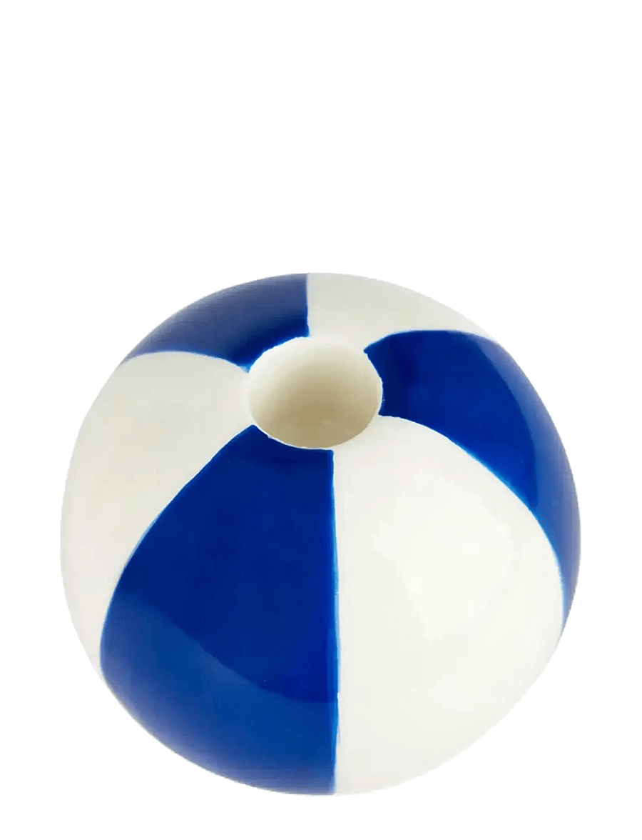 Balvi - Ceramic candle holder Beachball, Blue 8 cm - kerzenständer - blue/ white - 0