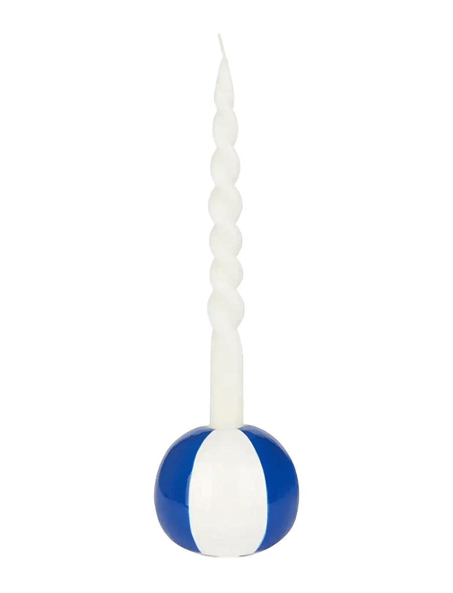 Balvi - Ceramic candle holder Beachball, Blue 8 cm - kerzenständer - blue/ white - 1