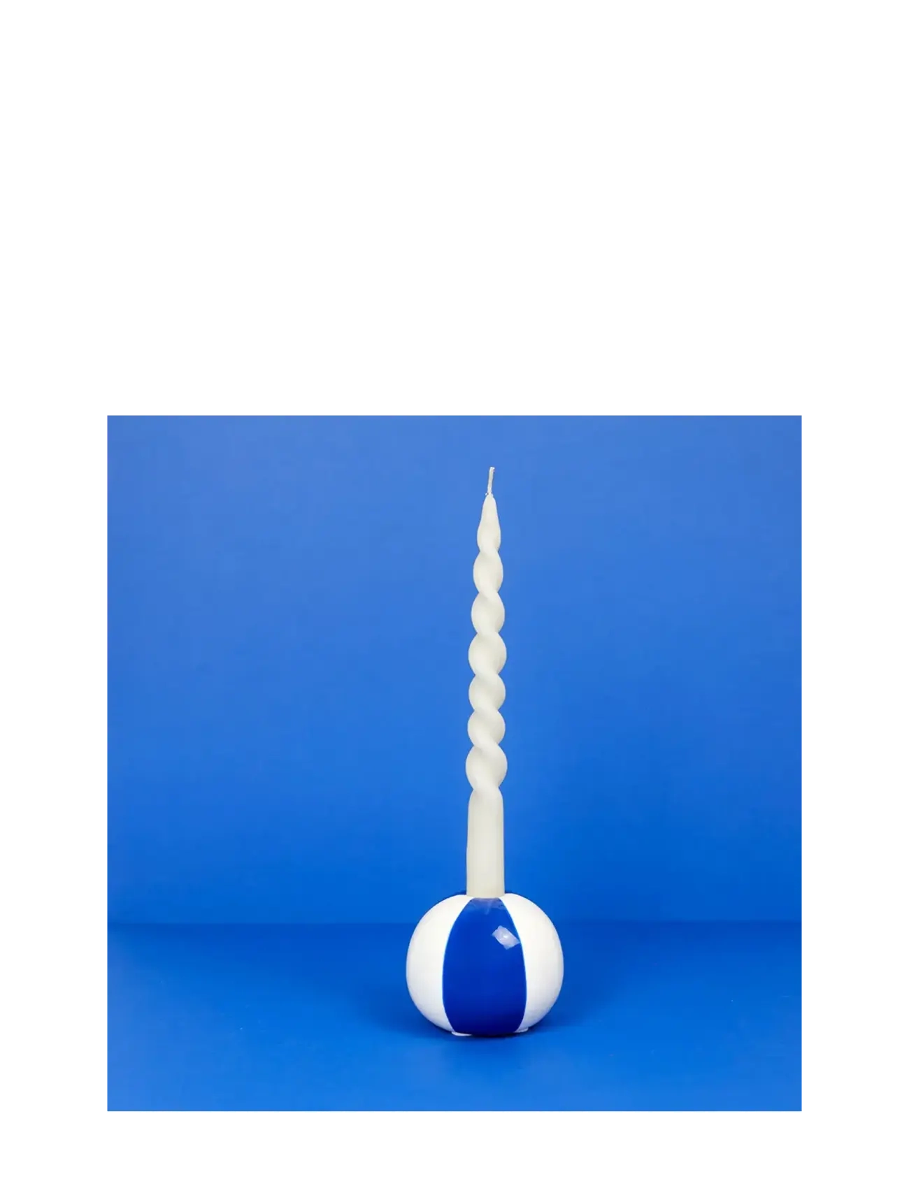 Balvi - Ceramic candle holder Beachball, Blue 8 cm - candlesticks - blue/ white - 2