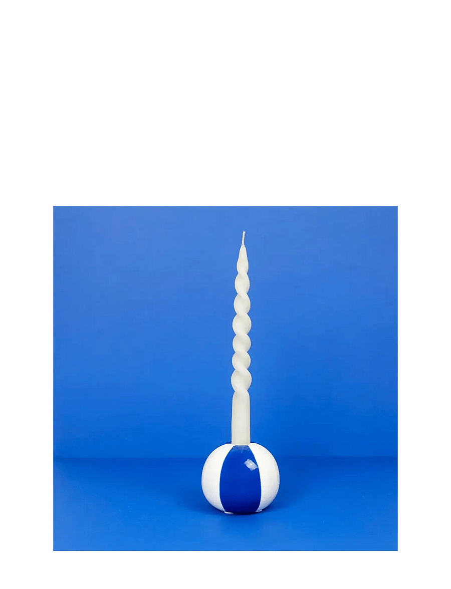 Balvi - Ceramic candle holder Beachball, Blue 8 cm - kerzenständer - blue/ white - 2