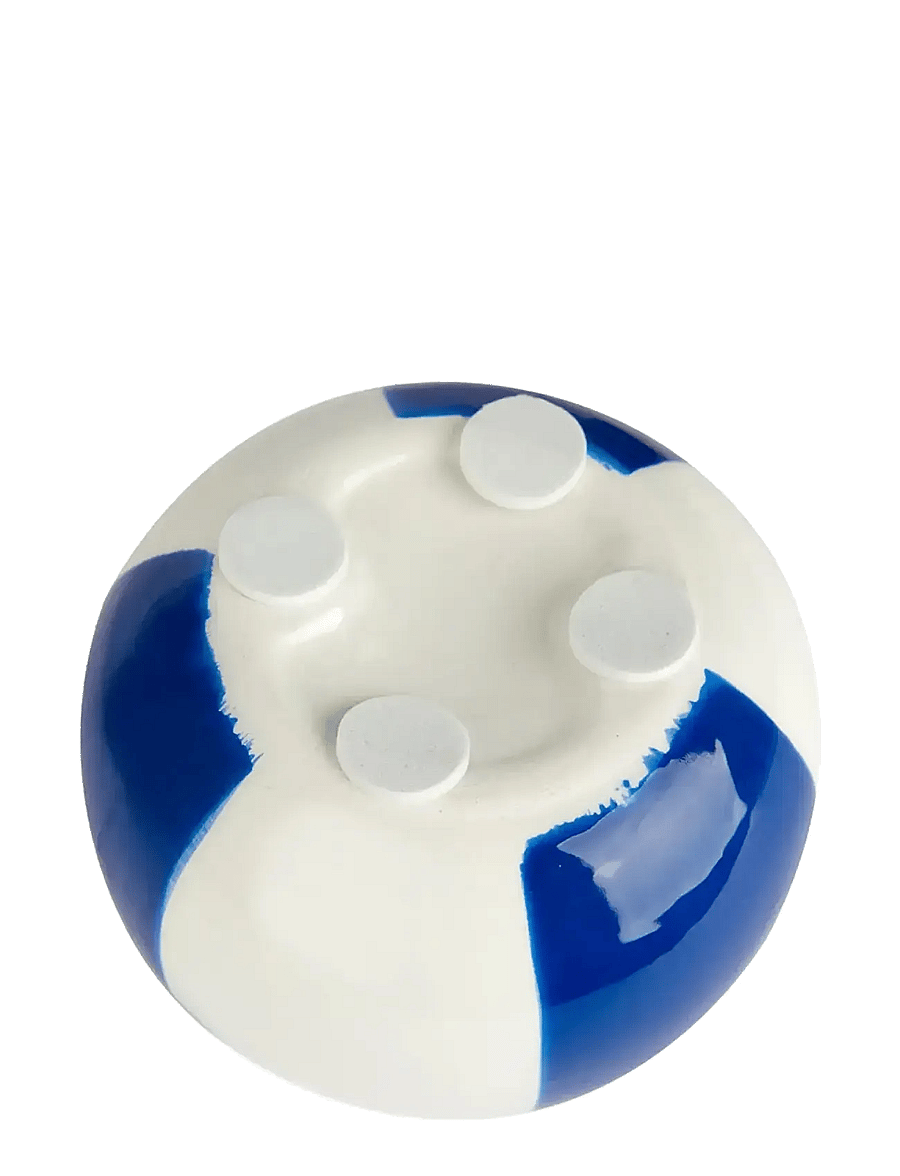 Balvi - Ceramic candle holder Beachball, Blue 8 cm - kerzenständer - blue/ white - 3