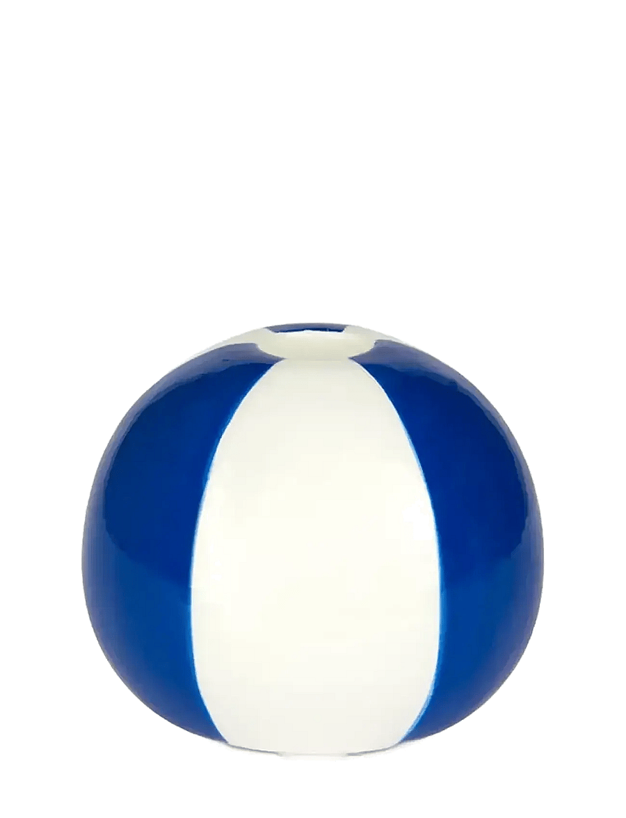 Balvi - Ceramic candle holder Beachball, Blue 8 cm - kerzenständer - blue/ white - 4