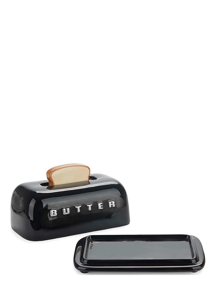 Balvi - Smörbehållare med lock Toasty, Svart - butterdosen - black - 2