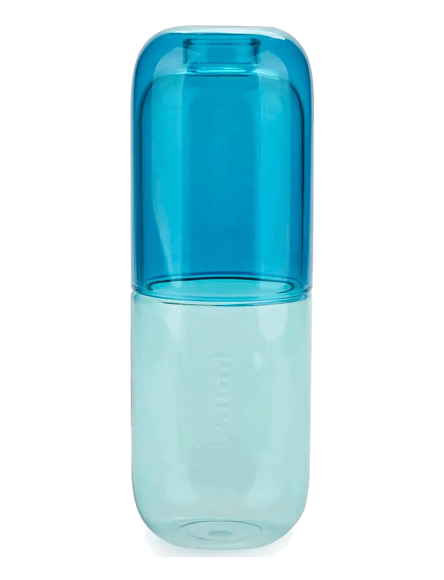 Balvi - Flaska o Glas Piller Blått Glas 500 ml - veekannud - clear - 1