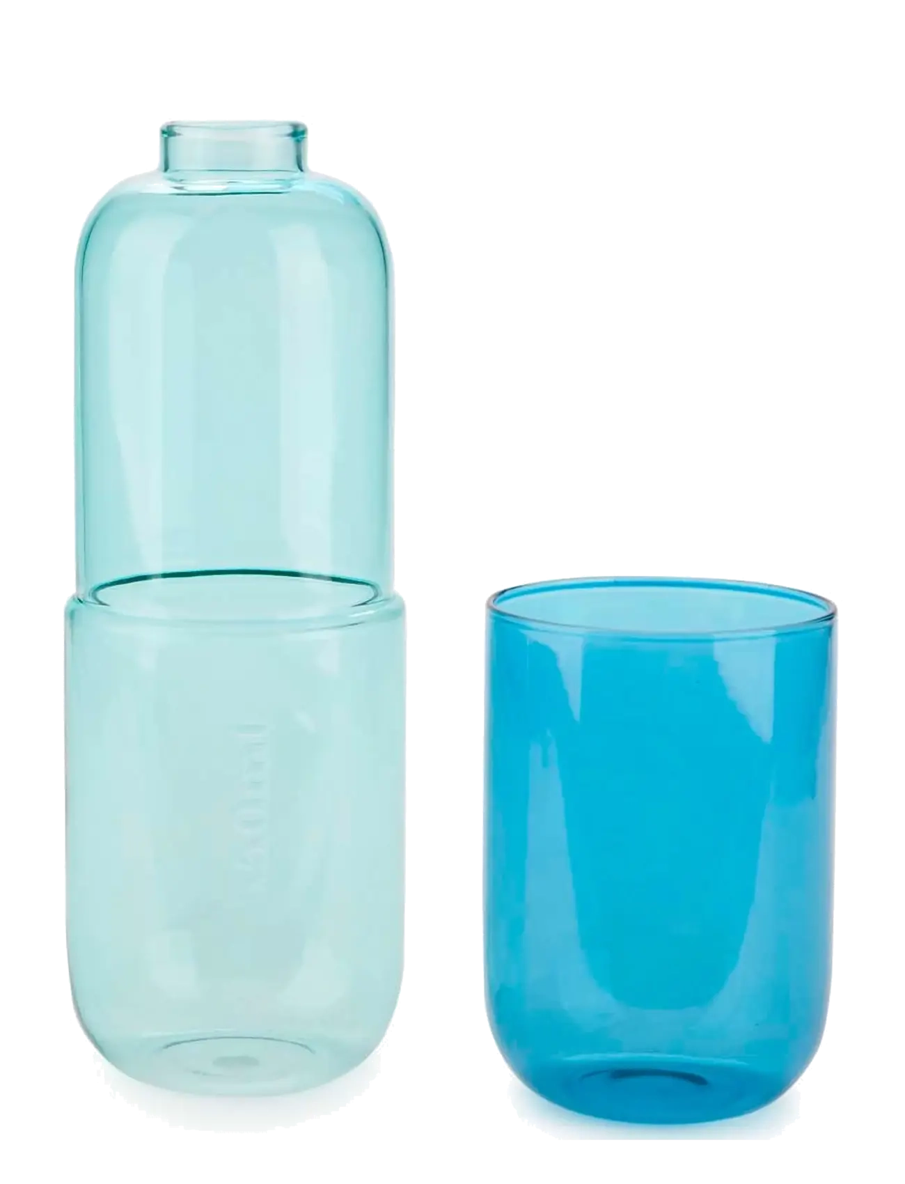 Balvi - Flaska o Glas Piller  Blått Glas 500 ml - vandkarafler - clear - 3