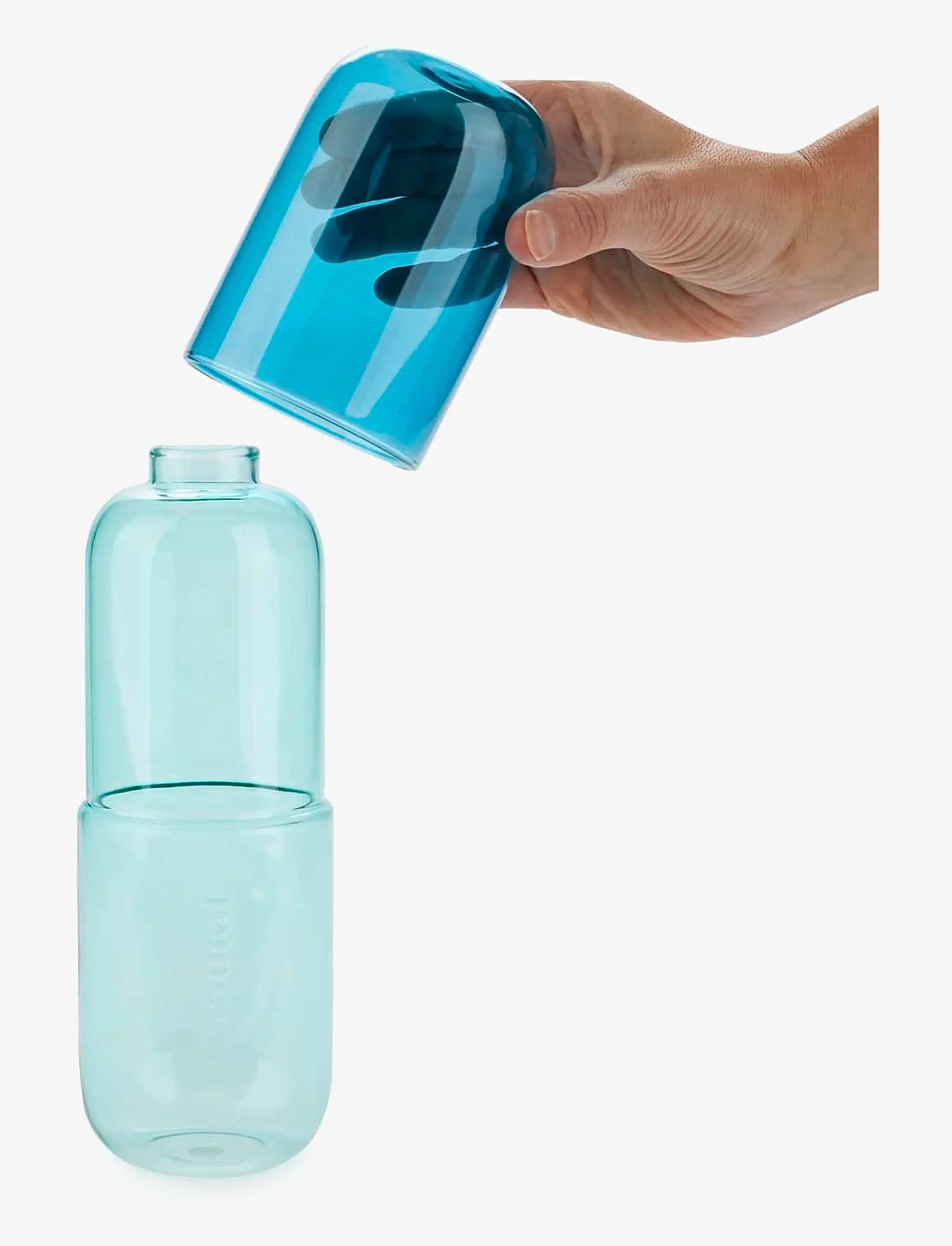 Balvi - Flaska o Glas Piller  Blått Glas 500 ml - vattenkaraffer - clear - 4