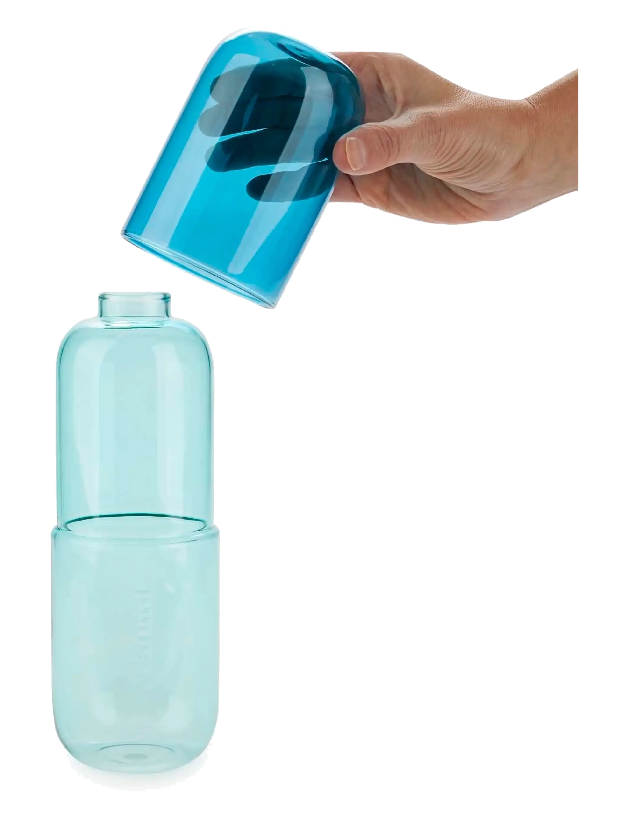 Balvi - Flaska o Glas Piller  Blått Glas 500 ml - vandkarafler - clear - 4