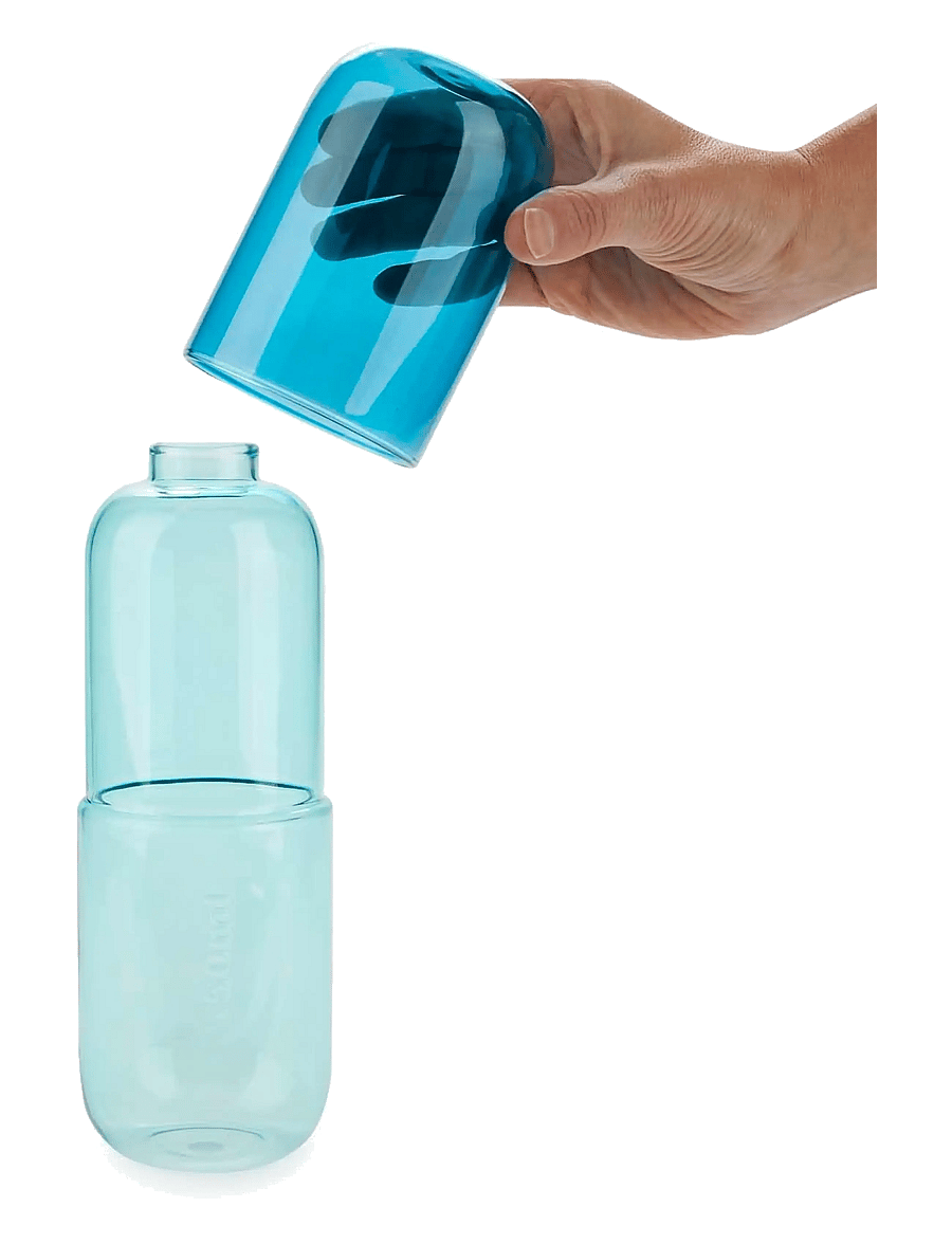 Balvi - Flaska o Glas Piller Blått Glas 500 ml - veekannud - clear - 4