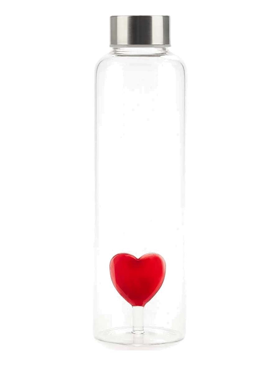 Balvi - Flaska Love 0,5 l Borosilikatglas - termosed ja veepudelid - clear - 0