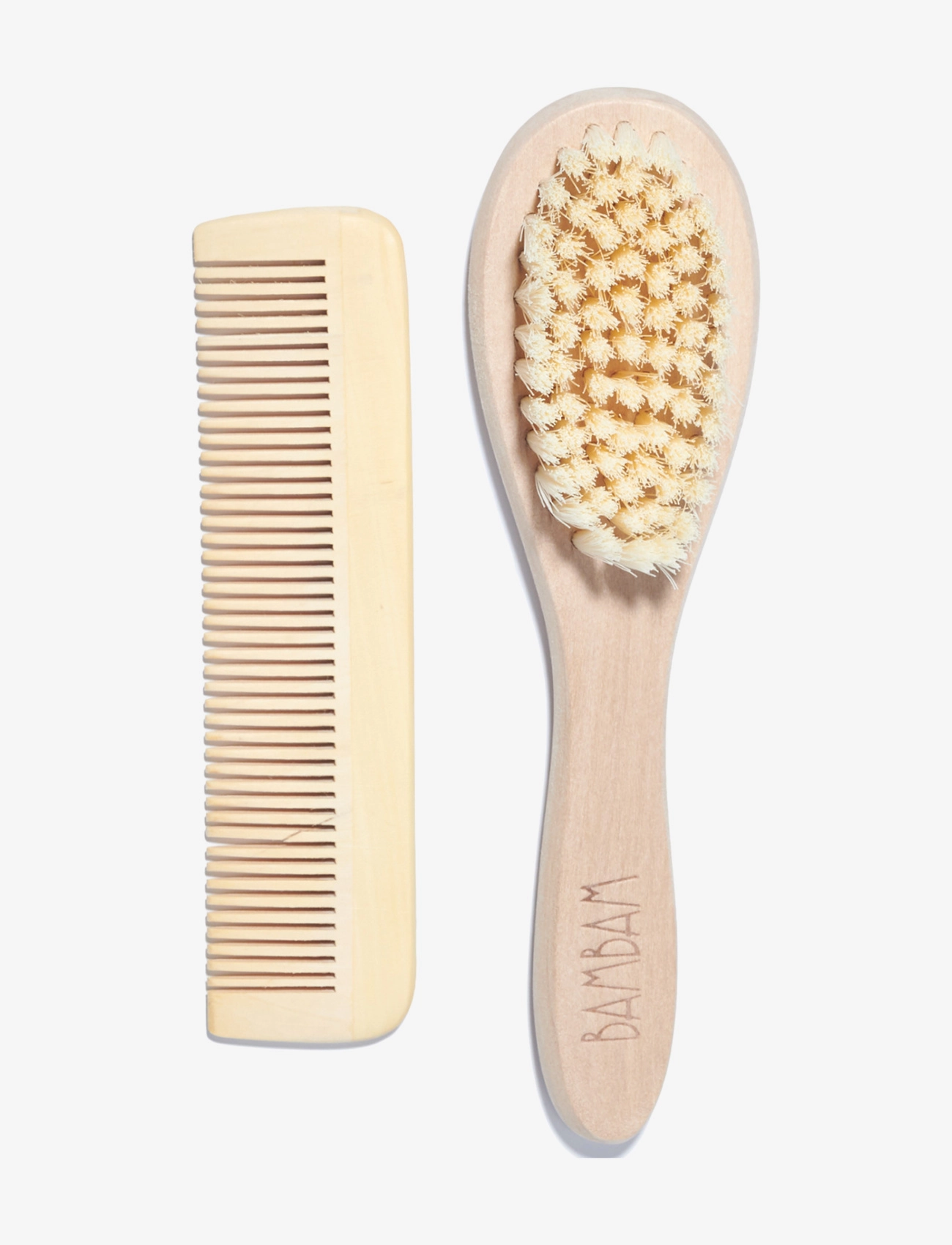 Bambam - Miljøvenlig Trækam Og Børste, Børn, Baby Hårbørste Og Kam Sæt, Beige, Str: ONE SIZE x 4