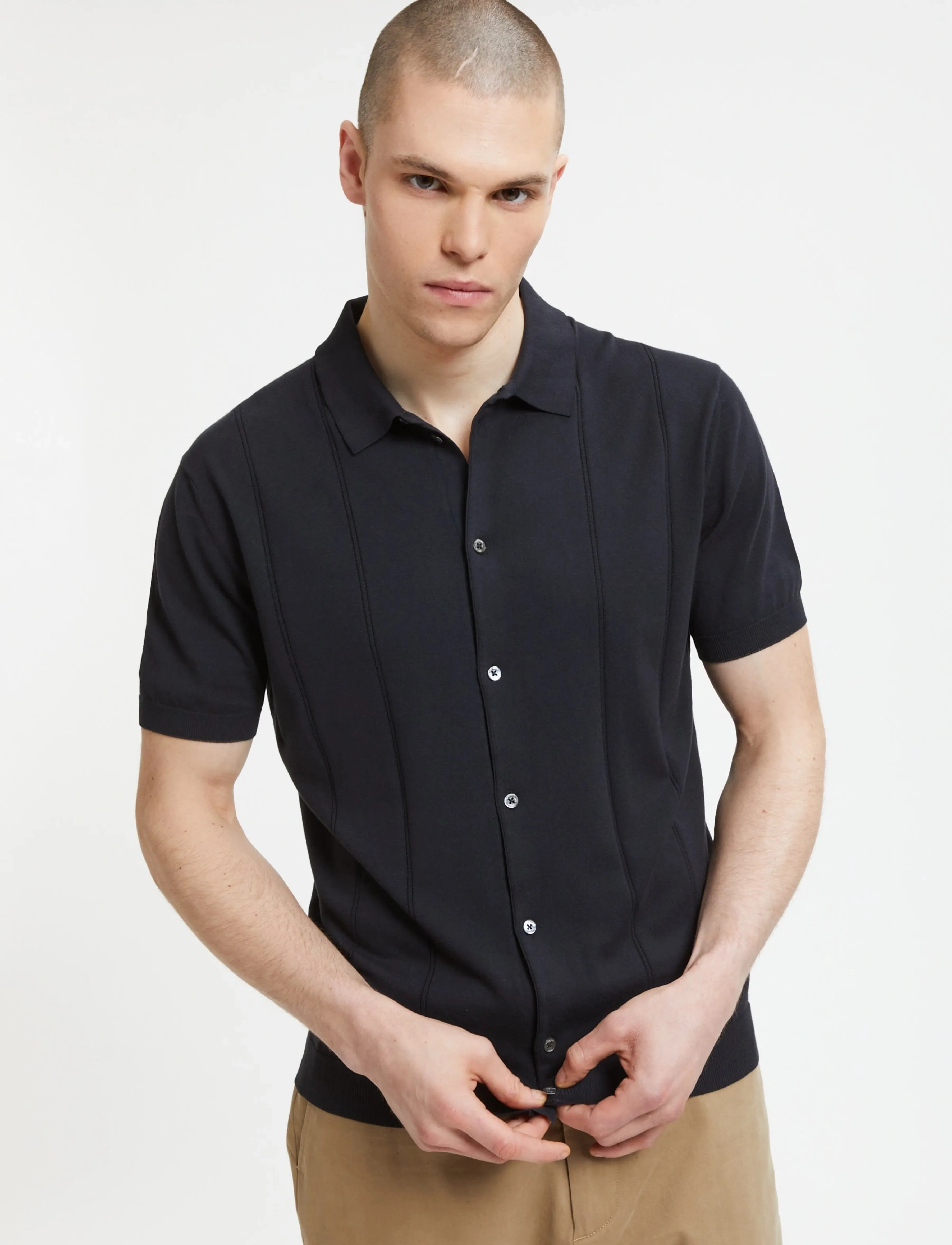 Baracuta Horatio Knit Polo, XL, Black, Poloer > Kortærmede, Herre