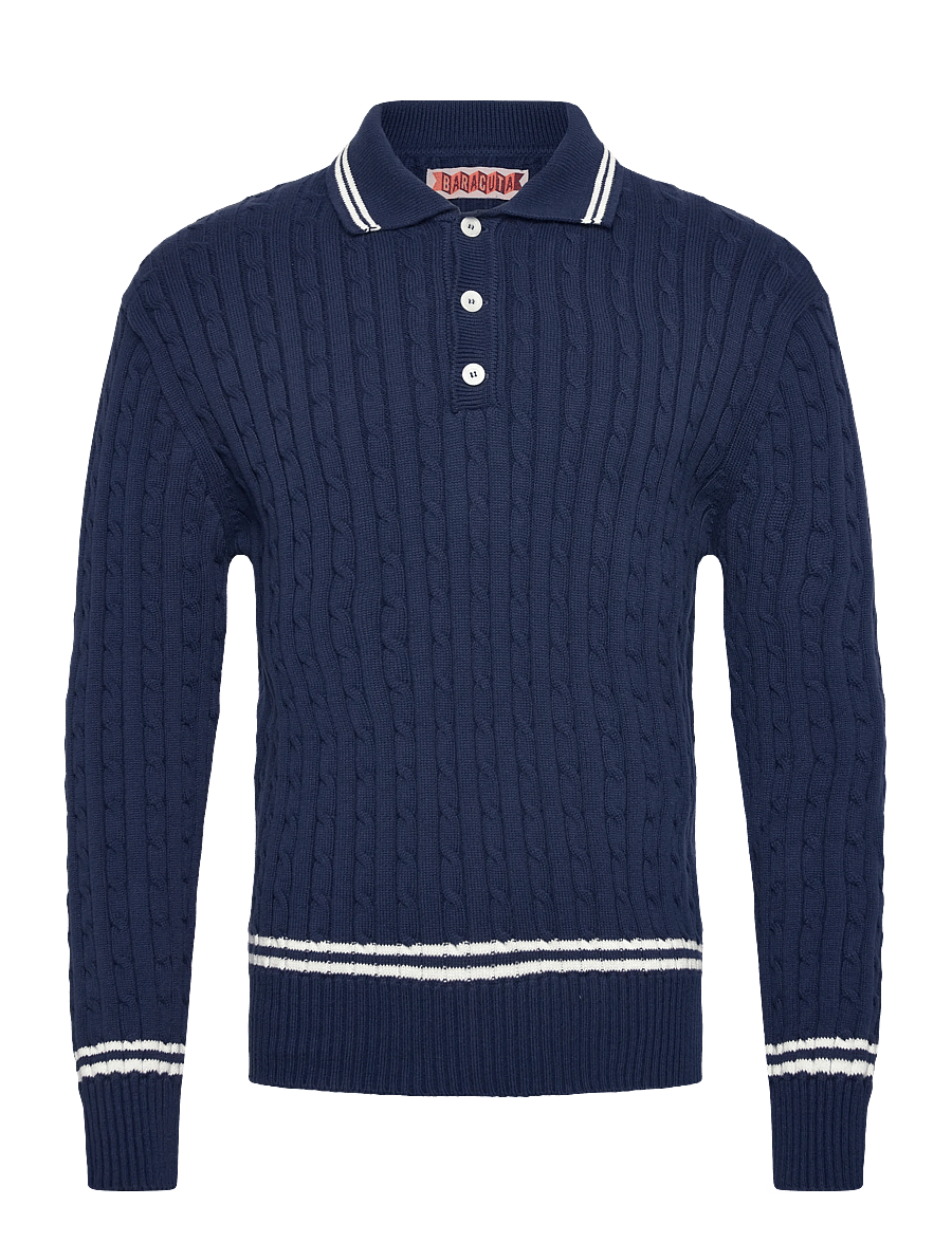 Baracuta - CRICKET POLO - pikkade varrukatega kootud polod - navy - 1