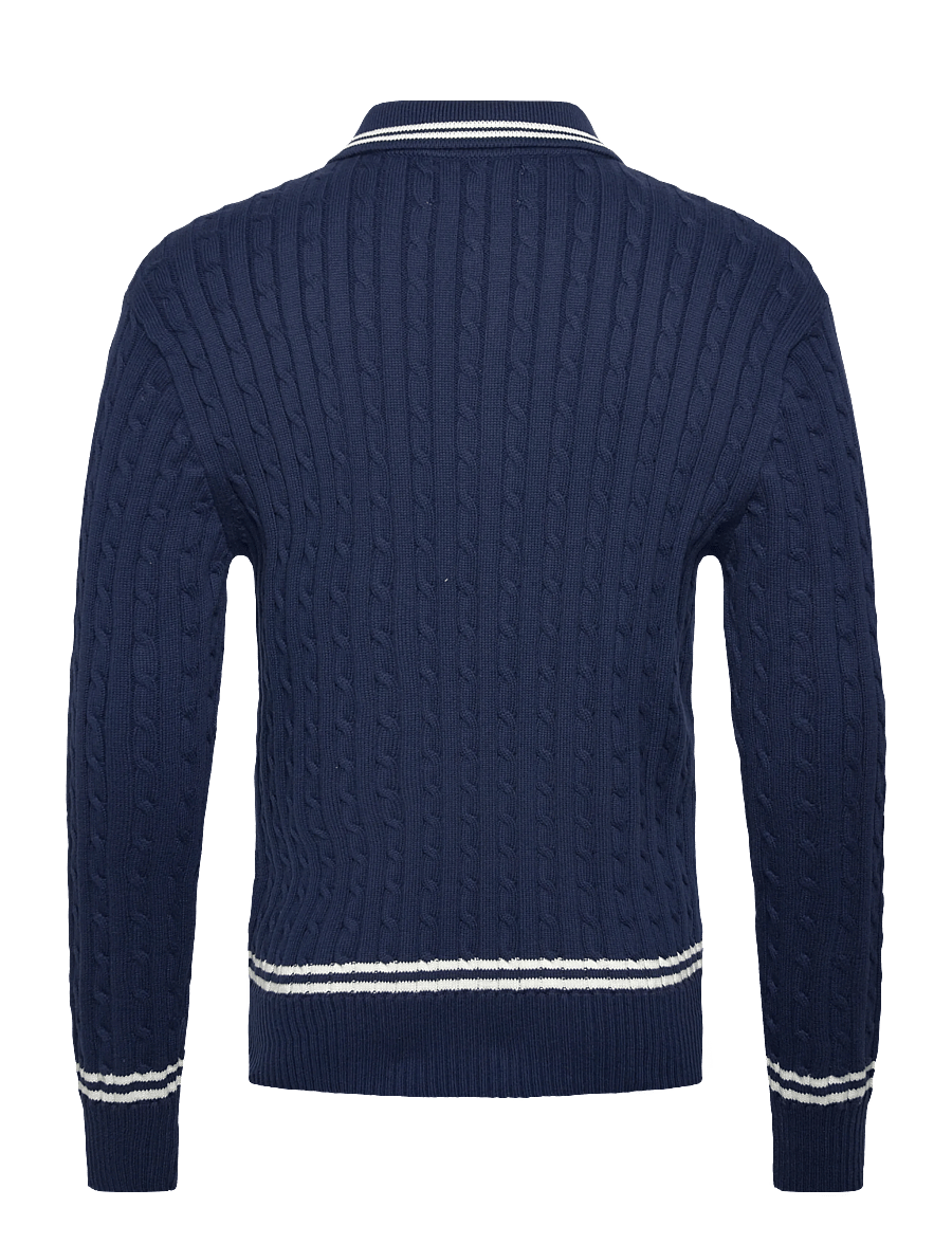 Baracuta - CRICKET POLO - pikkade varrukatega kootud polod - navy - 2