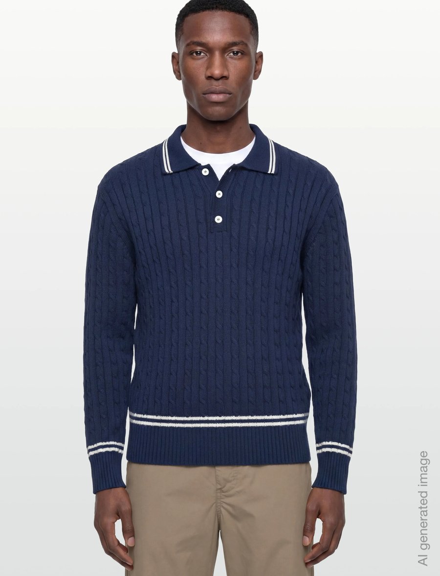 Baracuta - CRICKET POLO - pikkade varrukatega kootud polod - navy - 3