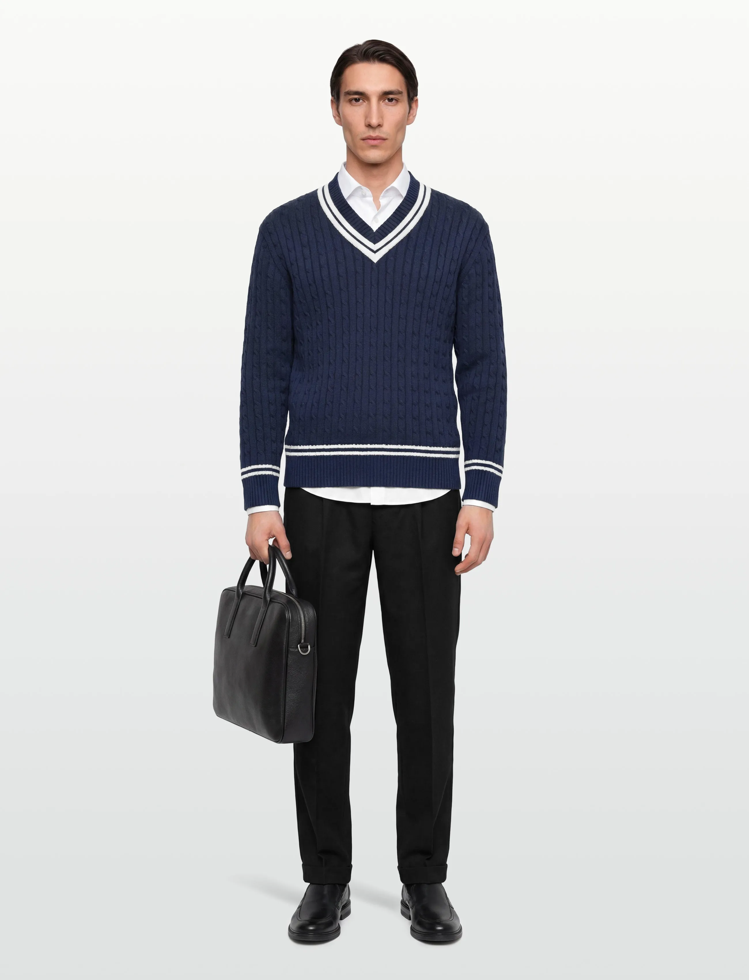 Baracuta Cricket V Neck, XL, Knitwear, Marineblau - V-necks, Männerswear
