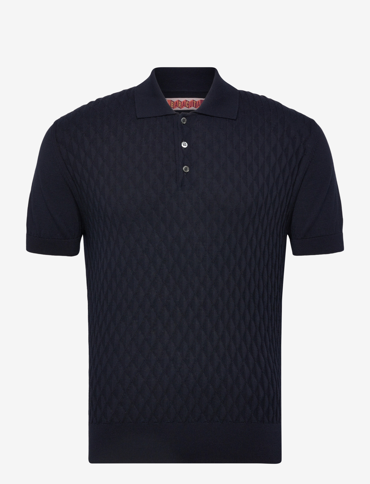 Baracuta - PATTERN STITCH SS POLO - gestrickte polohemden - navy - 0