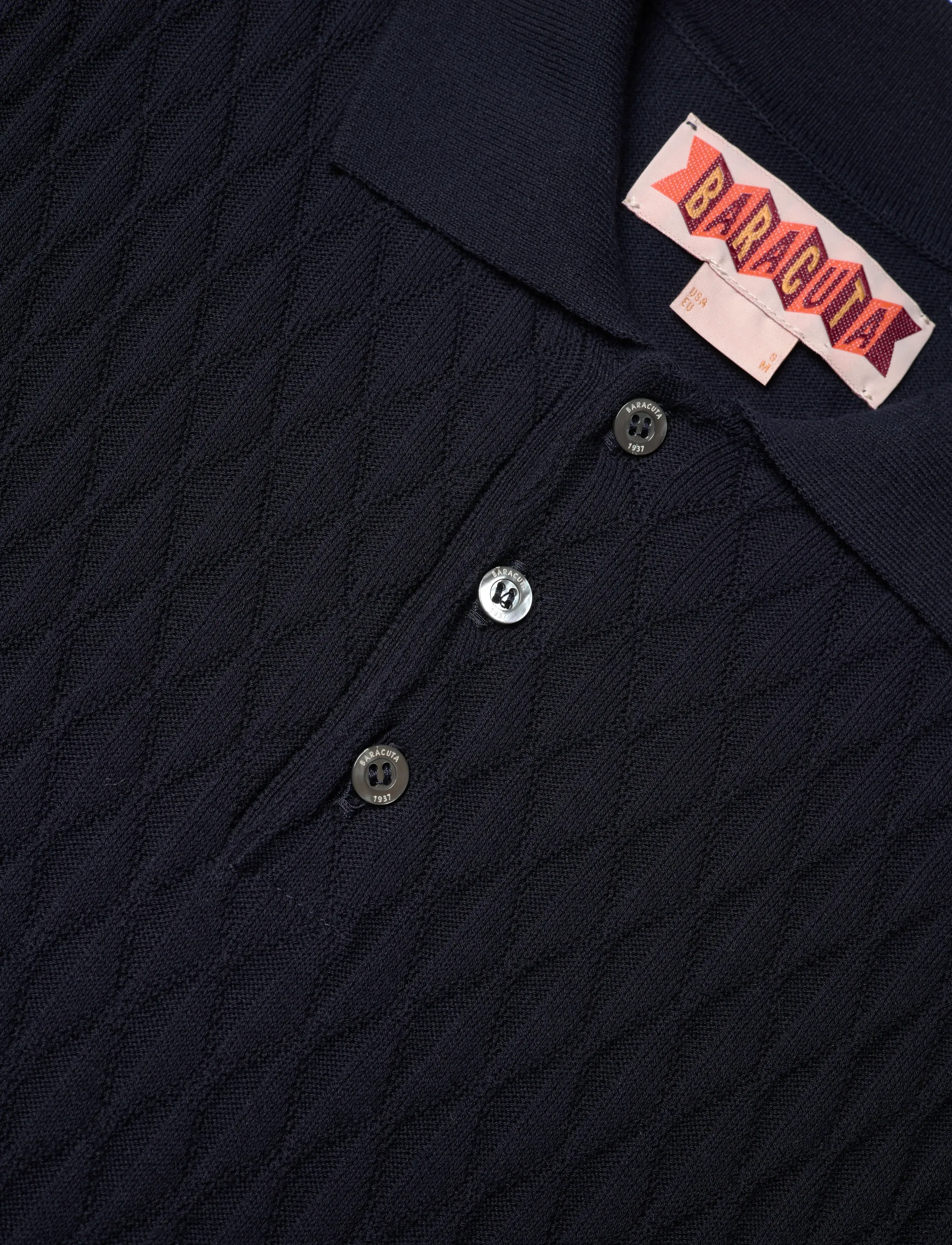 Baracuta - PATTERN STITCH SS POLO - gestrickte polohemden - navy - 5