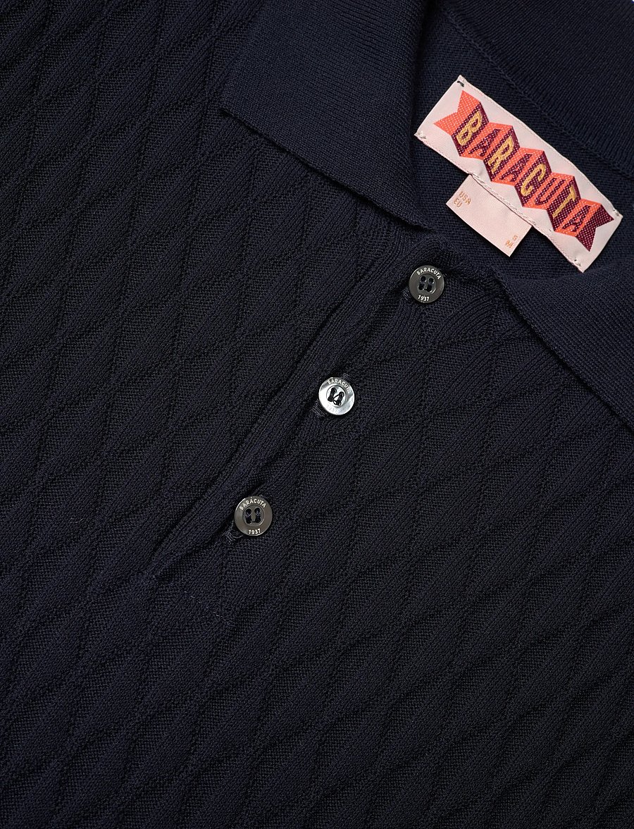 Baracuta - PATTERN STITCH SS POLO - langärmlige strick-polohemden - navy - 5