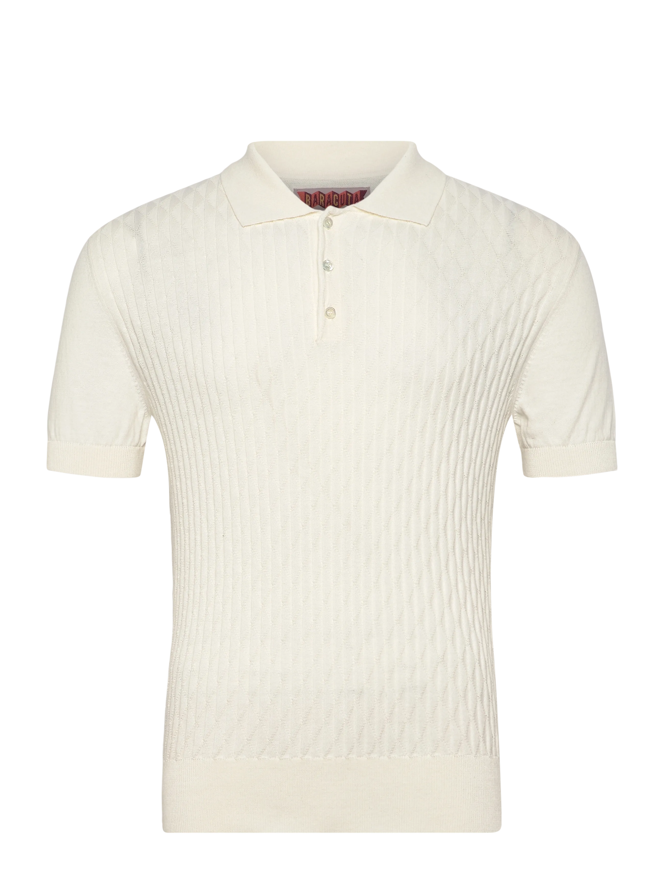 Baracuta PATTERN STITCH SS POLO - Kurzärmelige gestrickte Polohemden - OFF WHITE / cream