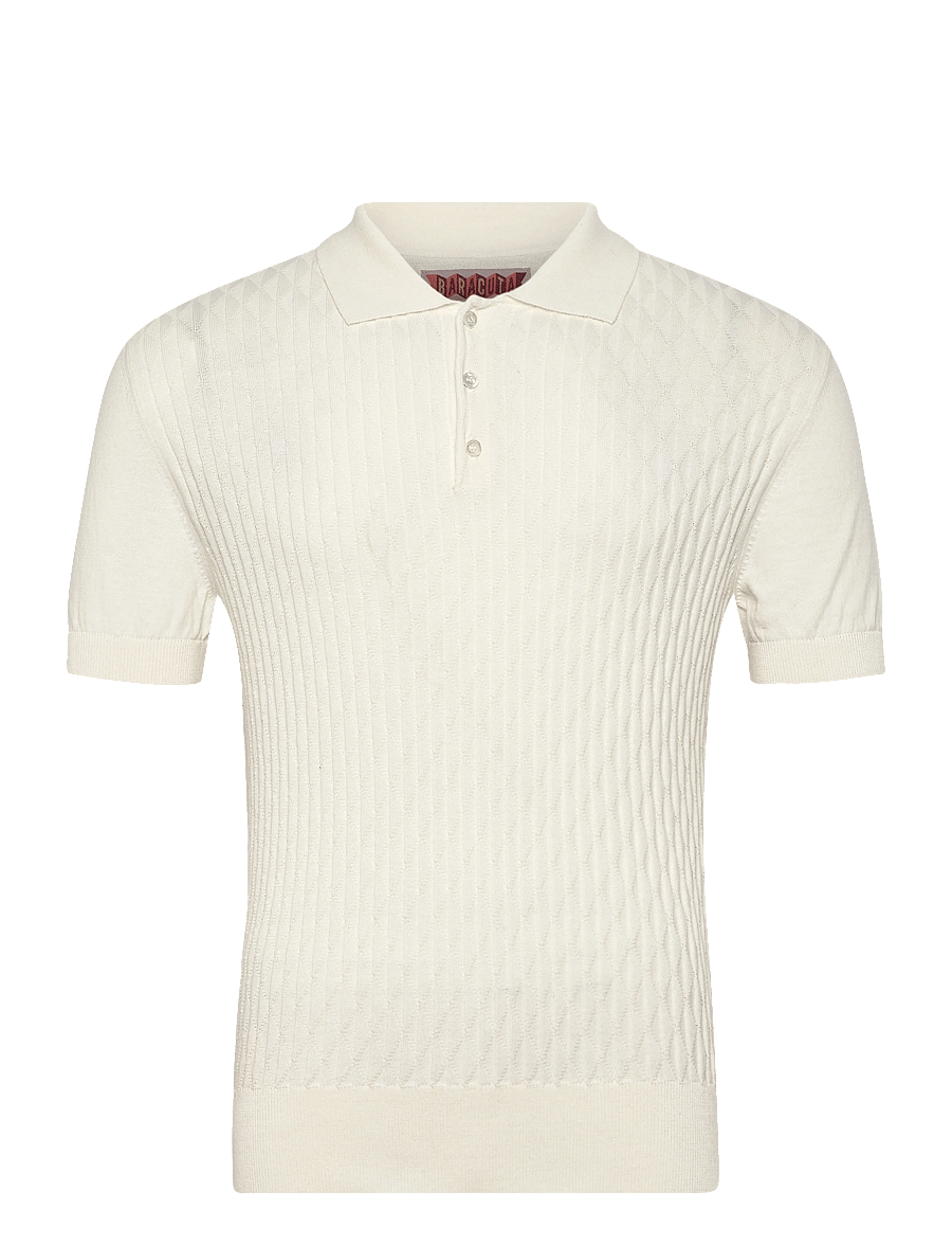 Baracuta - PATTERN STITCH SS POLO - langärmlige strick-polohemden - off white - 1