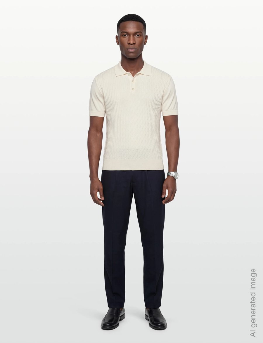 Baracuta - PATTERN STITCH SS POLO - langärmlige strick-polohemden - off white - 0