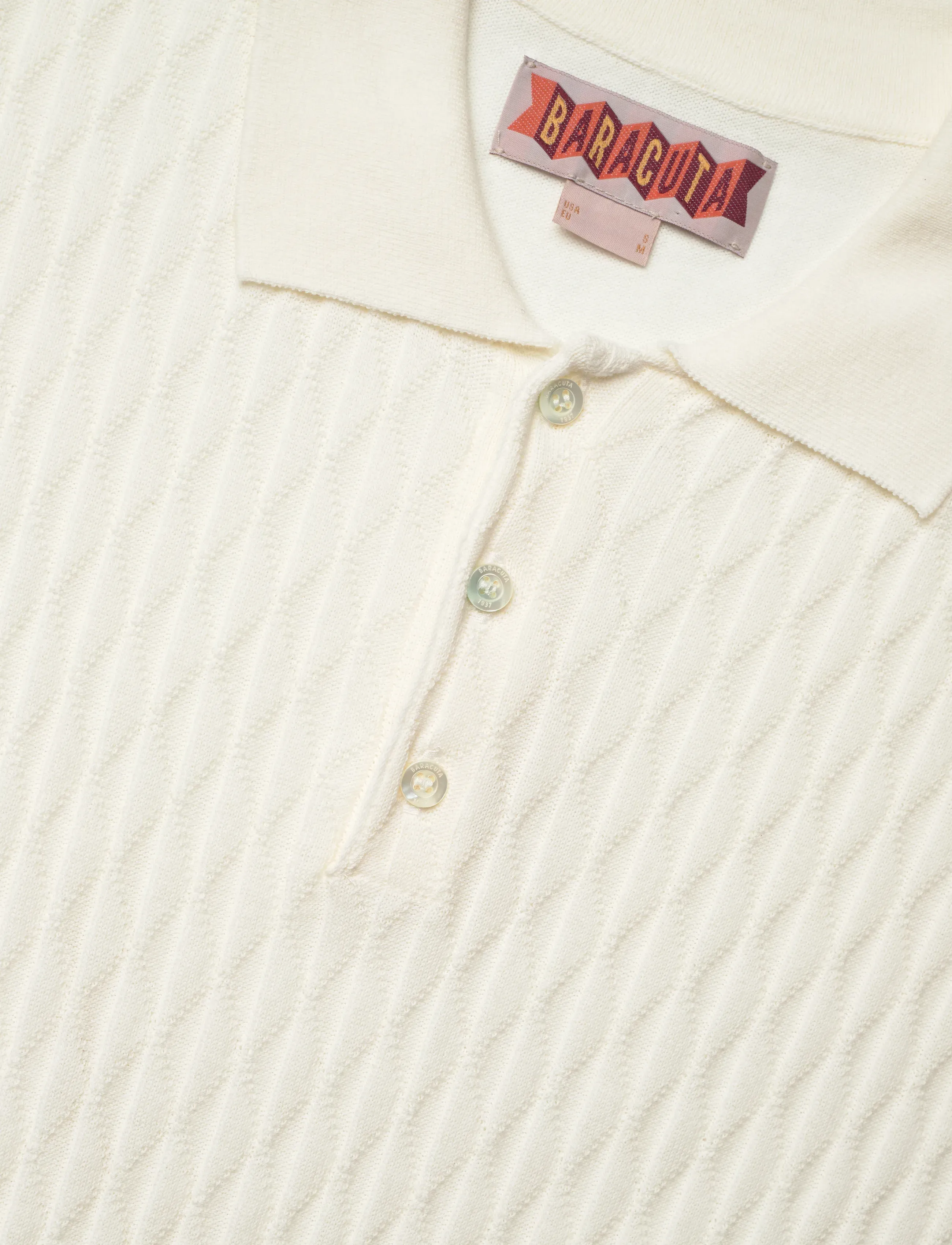 Baracuta - PATTERN STITCH SS POLO - stickade pikéer - off white - 5