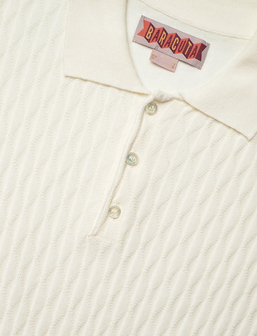 Baracuta - PATTERN STITCH SS POLO - langärmlige strick-polohemden - off white - 5