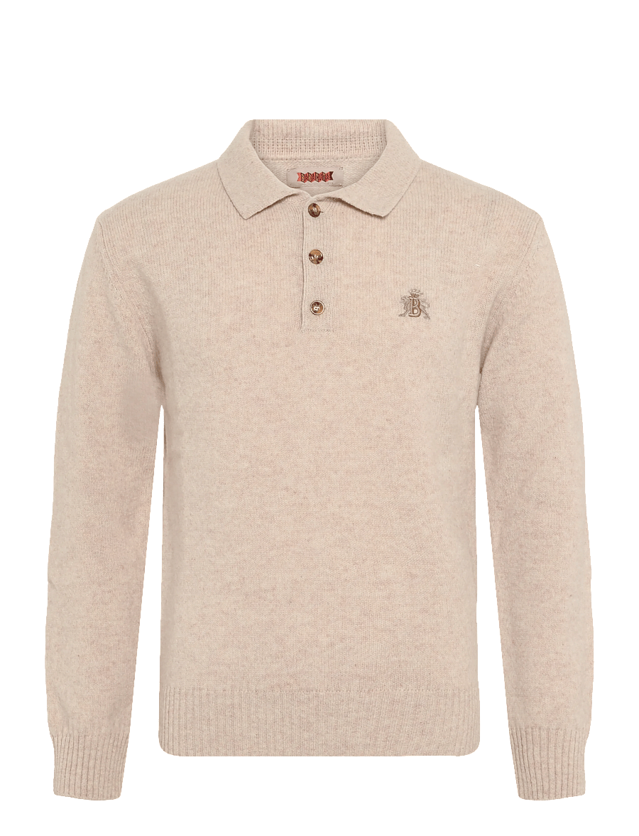 Baracuta - SHETLAND POLO - langärmelige strick-polohemden - antique white - 0
