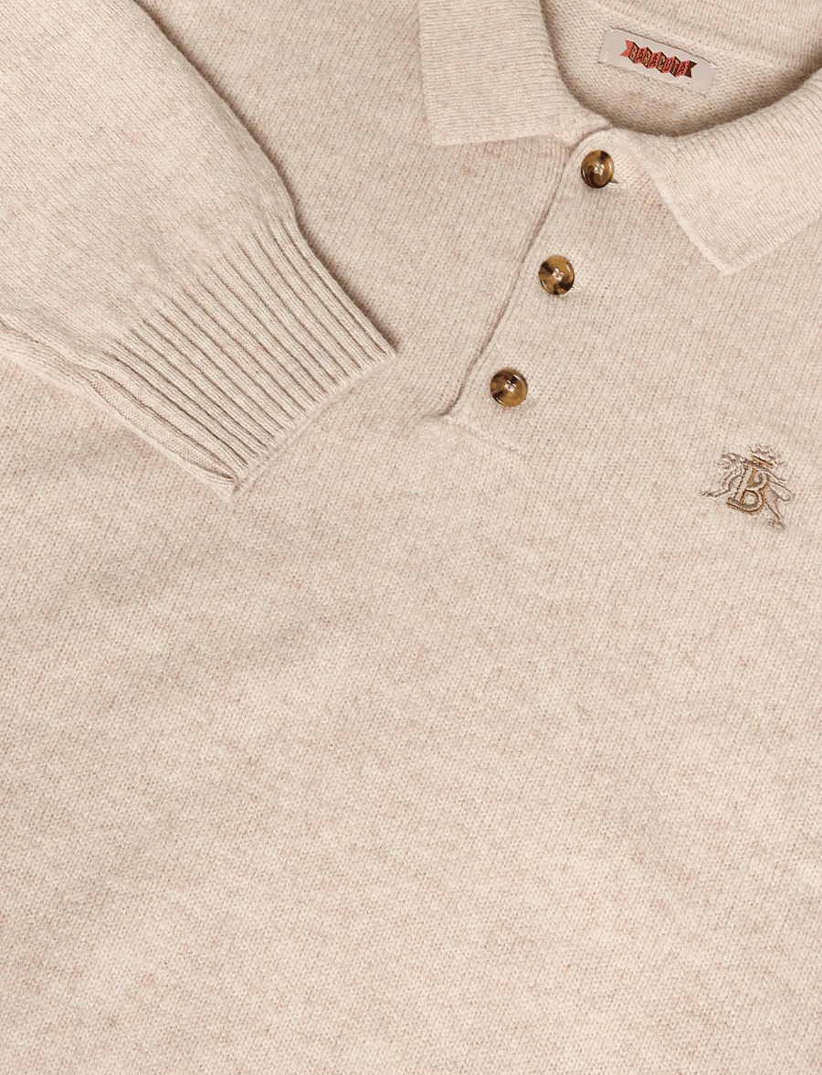 Baracuta - SHETLAND POLO - langärmelige strick-polohemden - antique white - 2