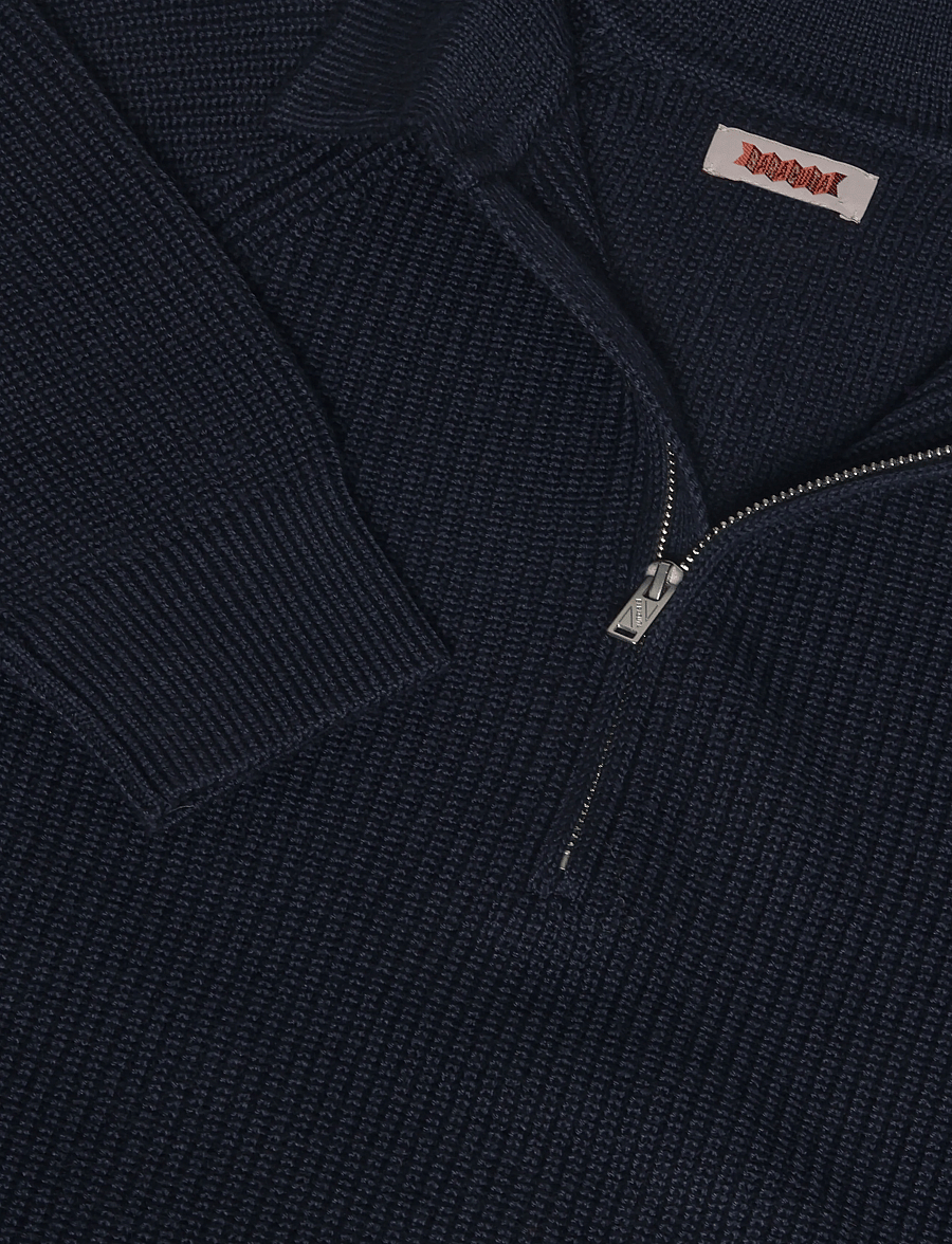 Baracuta - RIB ZIP POLO - long-sleeved knitted polos - navy - 2