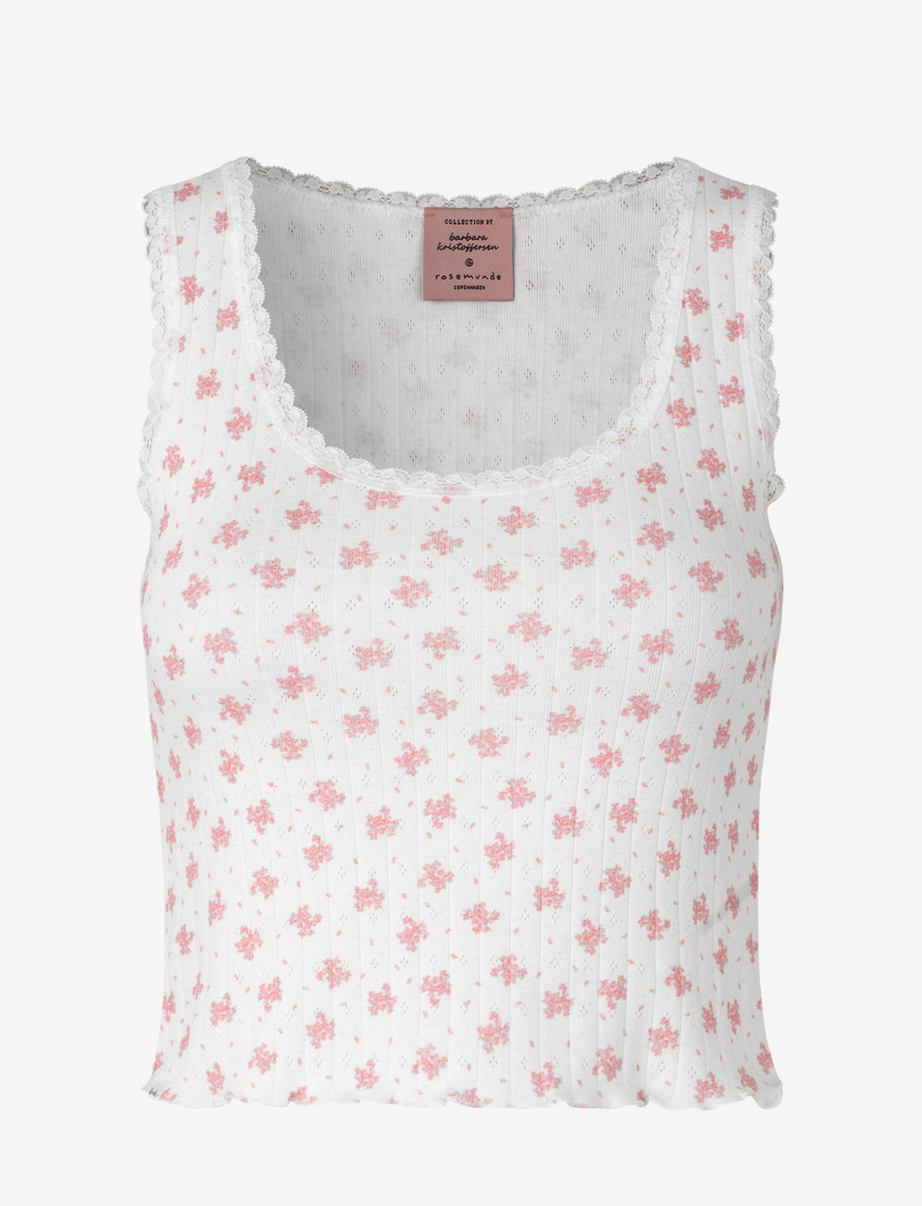 Barbara Kristoffersen by Rosemunde - Silk top short - white w/ candt pink flower - 0
