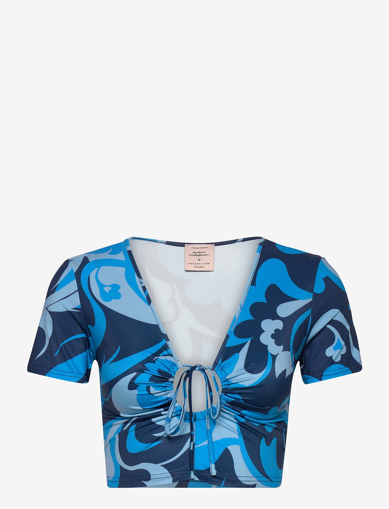 Barbara Kristoffersen by Rosemunde - Top - short-sleeved blouses - blue 70s flower print - 0