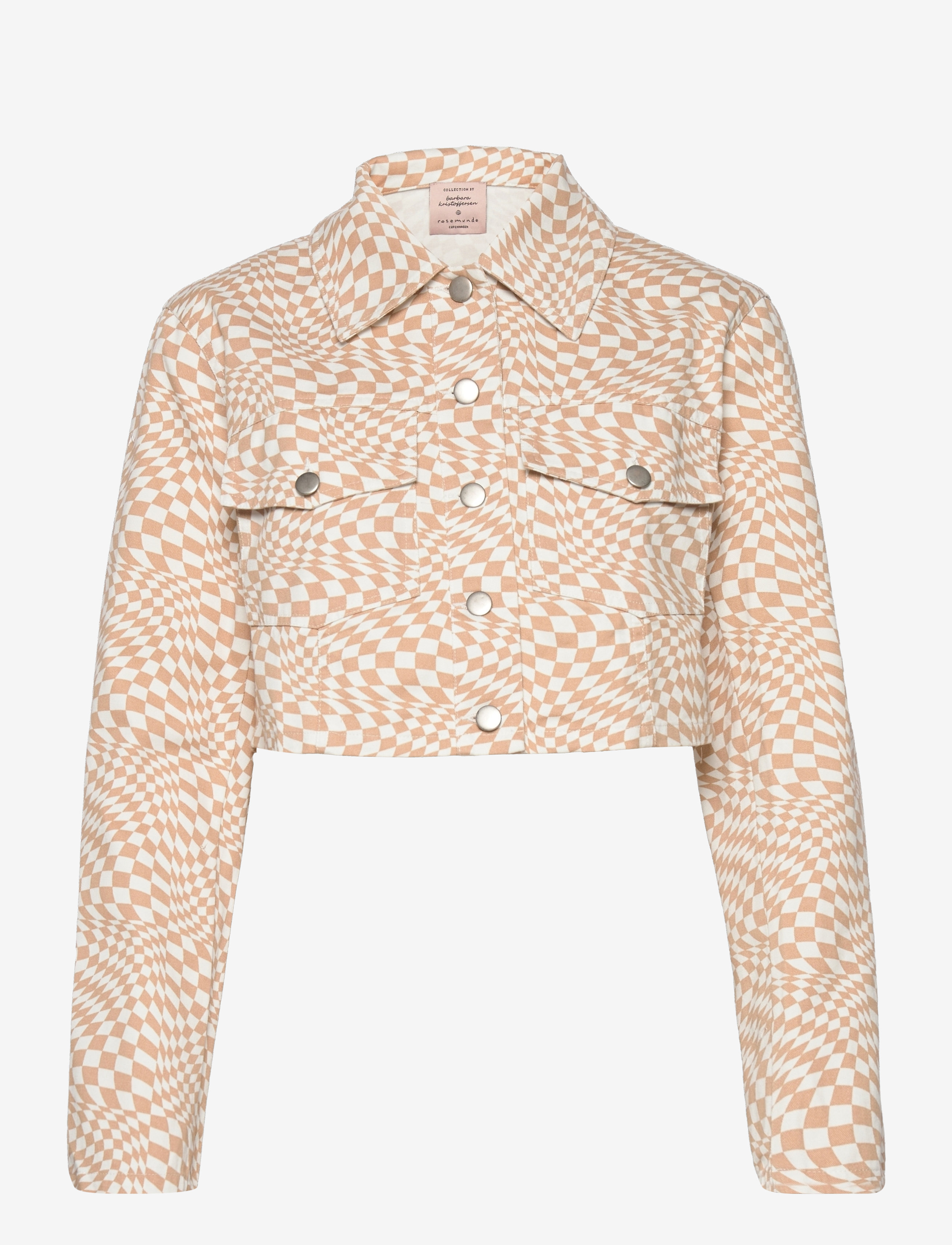 Barbara Kristoffersen by Rosemunde Short jacket - Swirl Check Print - Jacken & Mäntel - SAND SWIRL CHECK PRINT / beige