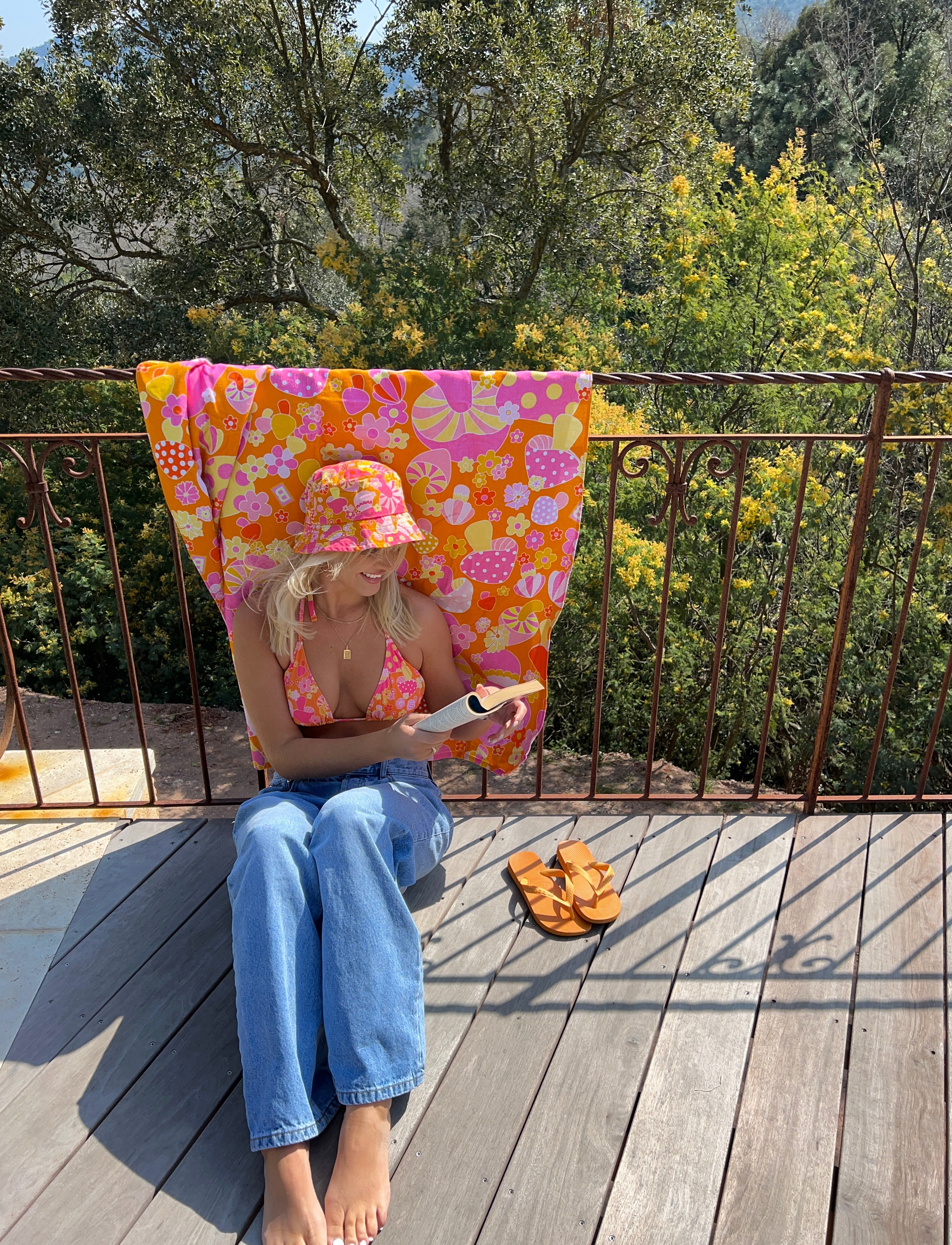 Barbara Kristoffersen by Rosemunde - Towel 100x150cm - shiitake orange print - 2