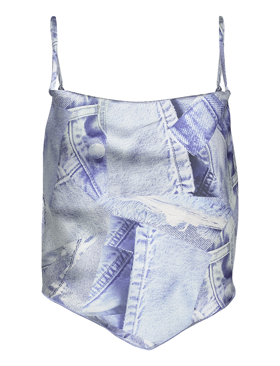Barbara Kristoffersen by Rosemunde - Strap top - sleeveless blouses - denim print - 1