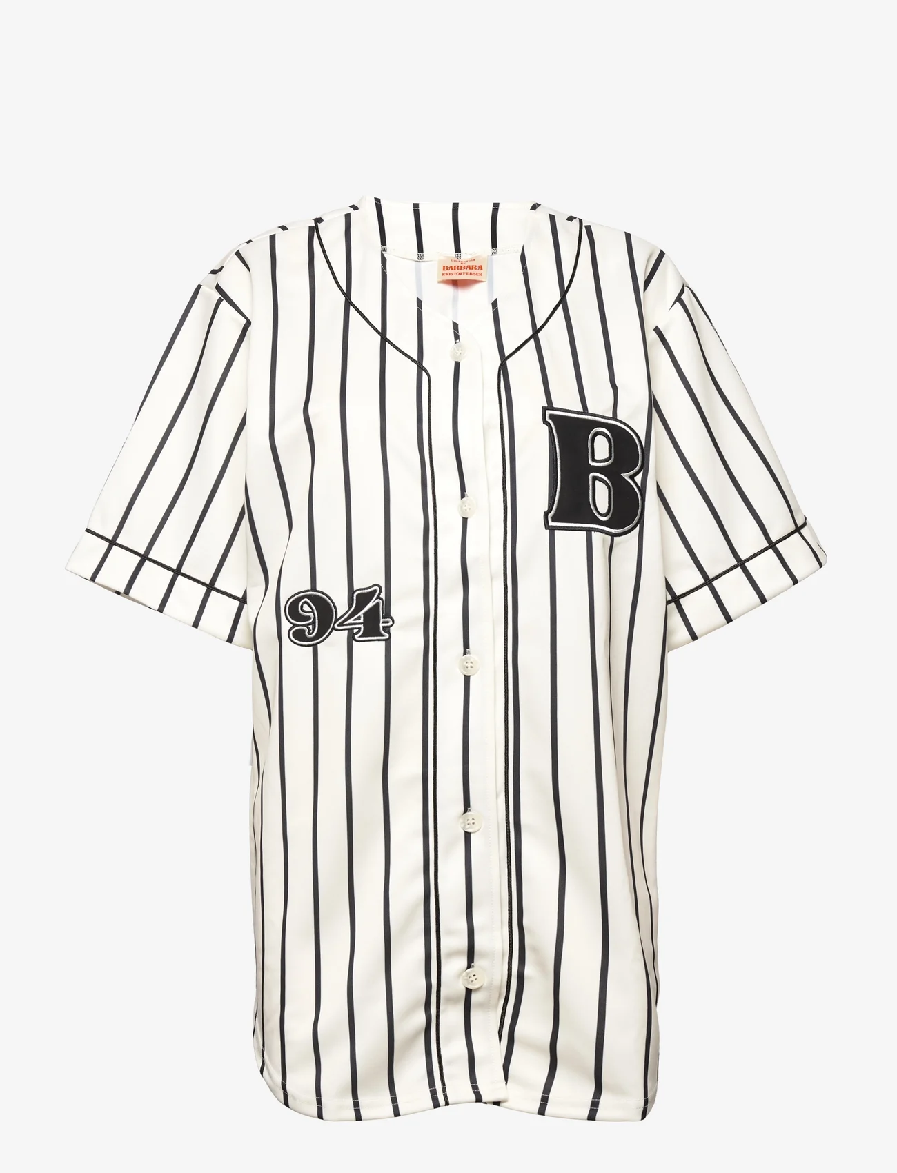Barbara Kristoffersen by Rosemunde - Baseball Shirt - kortermede skjorter - baseball pinstripe print - 0