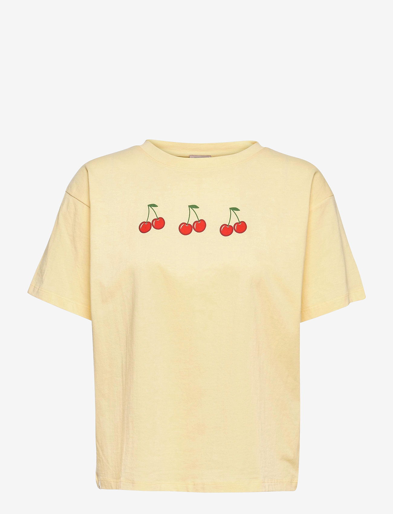 Barbara Kristoffersen by Rosemunde - Organic t-shirt ss - sunligth yellow w/ cherry print - 0