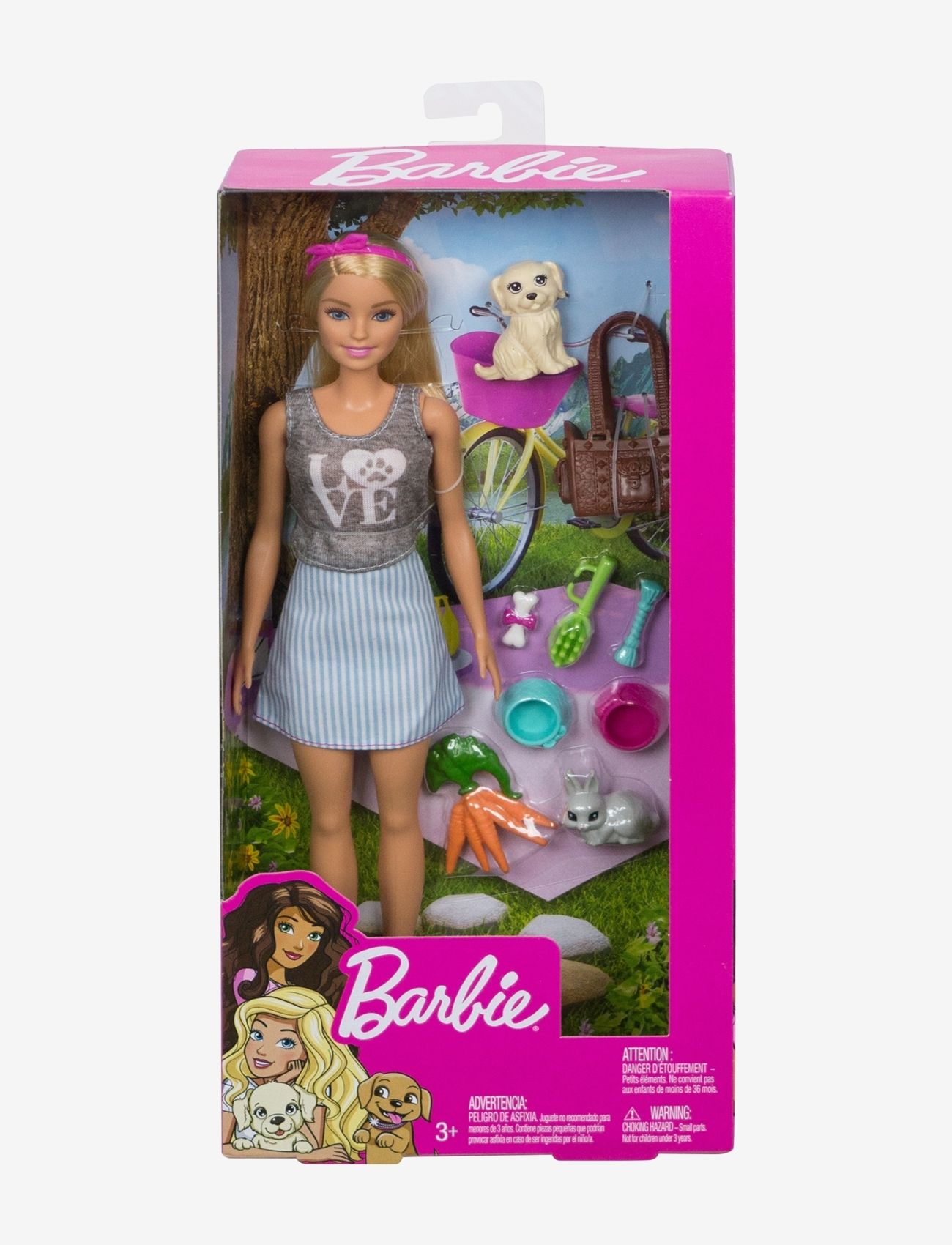 Barbie - Doll and Pets, Set Includes Blonde Doll, Puppy, Bunny and 7 Themed Pieces - dukker - multi color - 5
