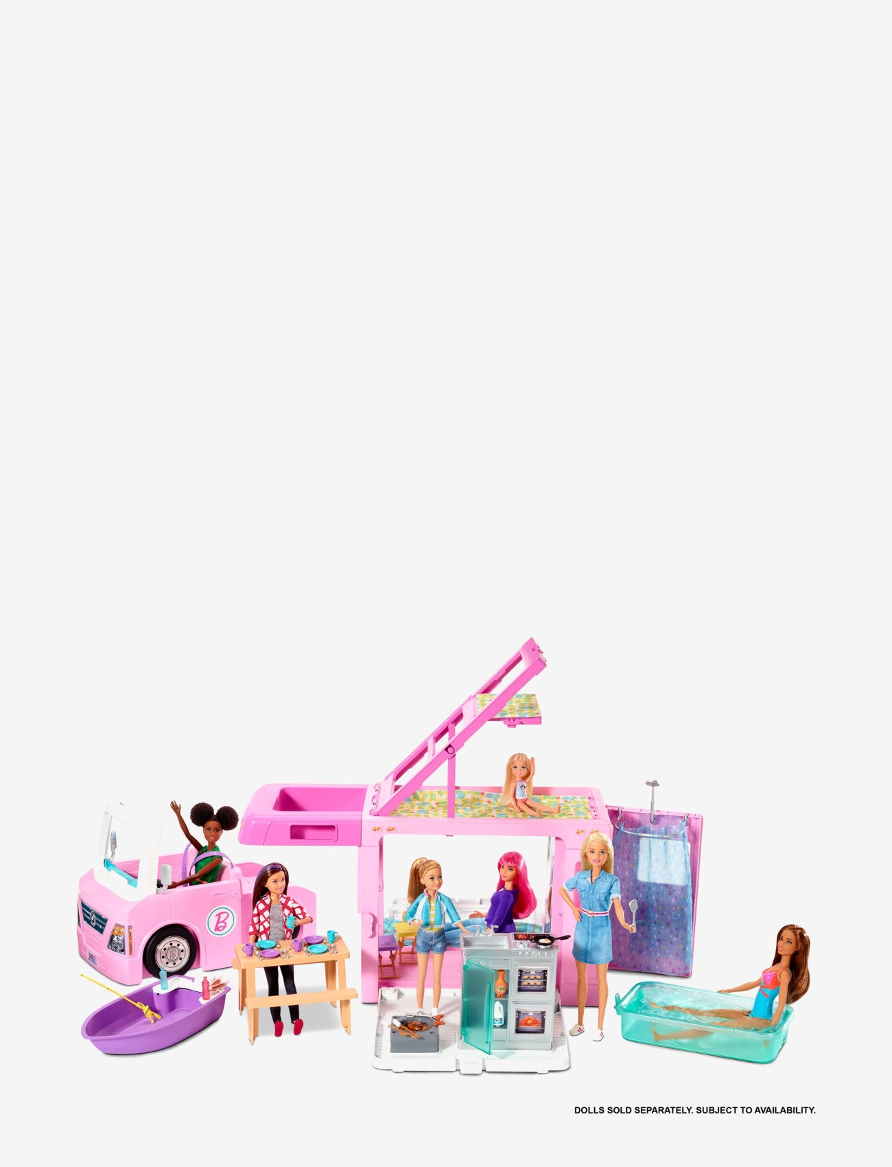 Barbie - Dreamhouse Adventures 3-in-1 DreamCamper Vehicle and Accessories - dukker - multi color - 0