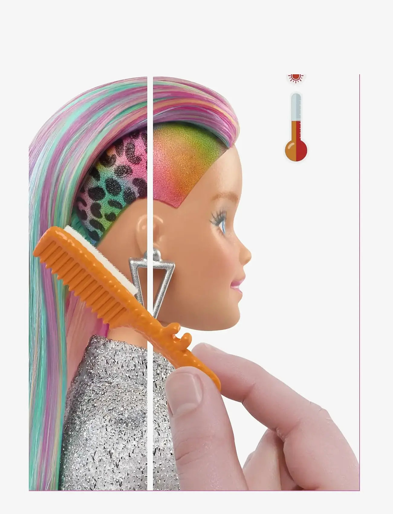 Barbie - Totally Hair Leopard Rainbow Hair Doll - multi color - 4