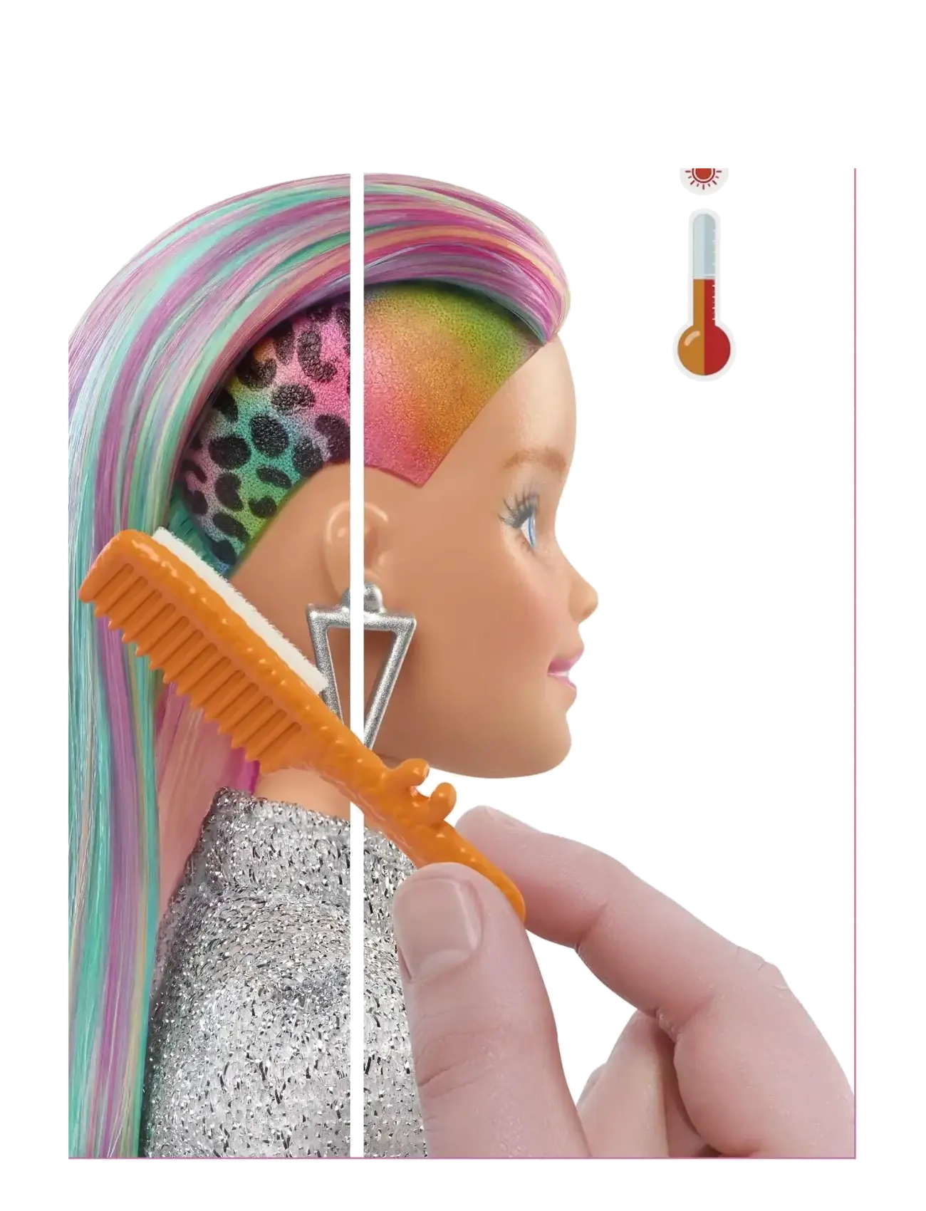 Barbie - Totally Hair Leopard Rainbow Hair Doll - multi color - 4