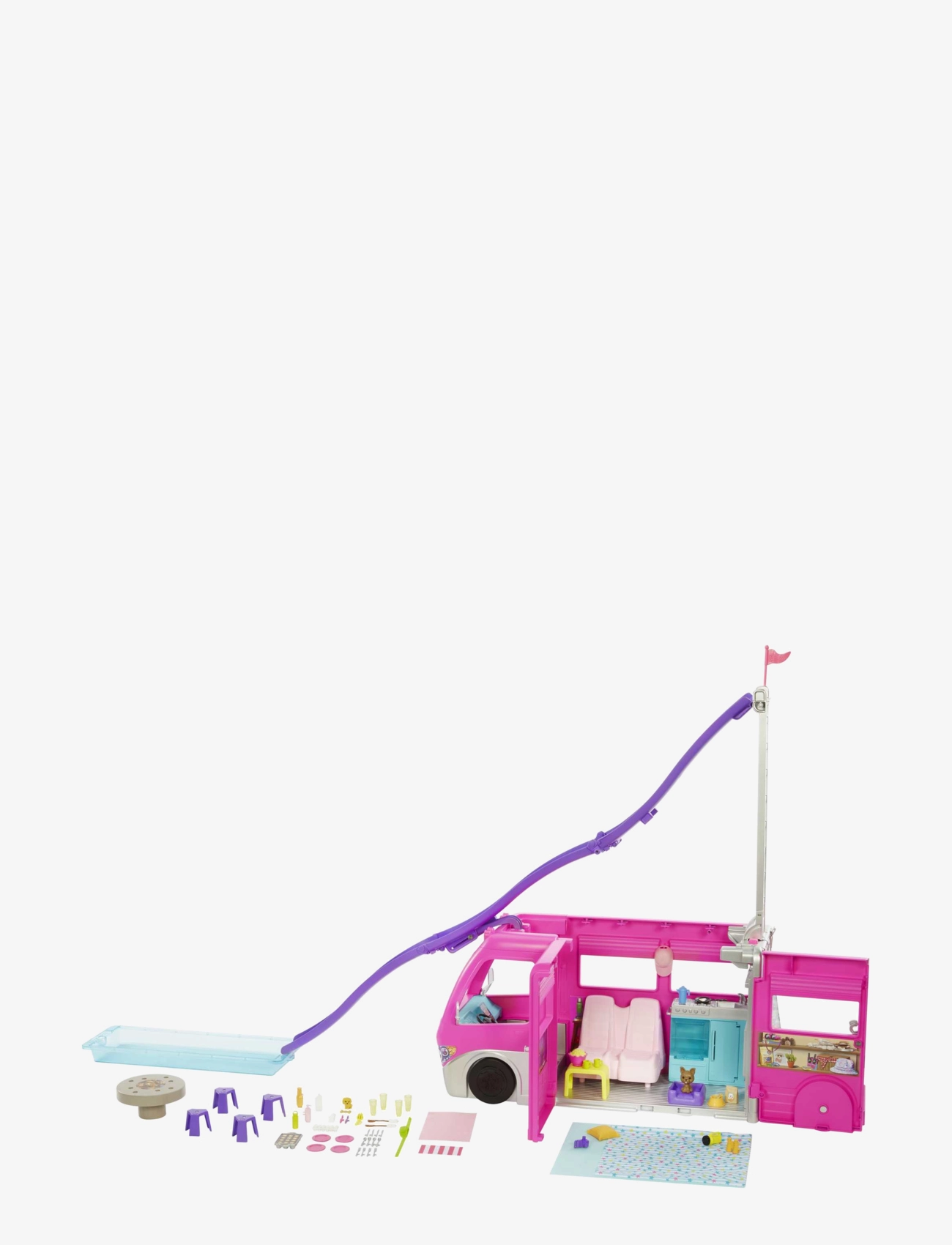Barbie - Dreamhouse Adventures Camper, Doll Playset with 60 Accessories, 30-Inch Slide, Dream Camper - multi color - 1