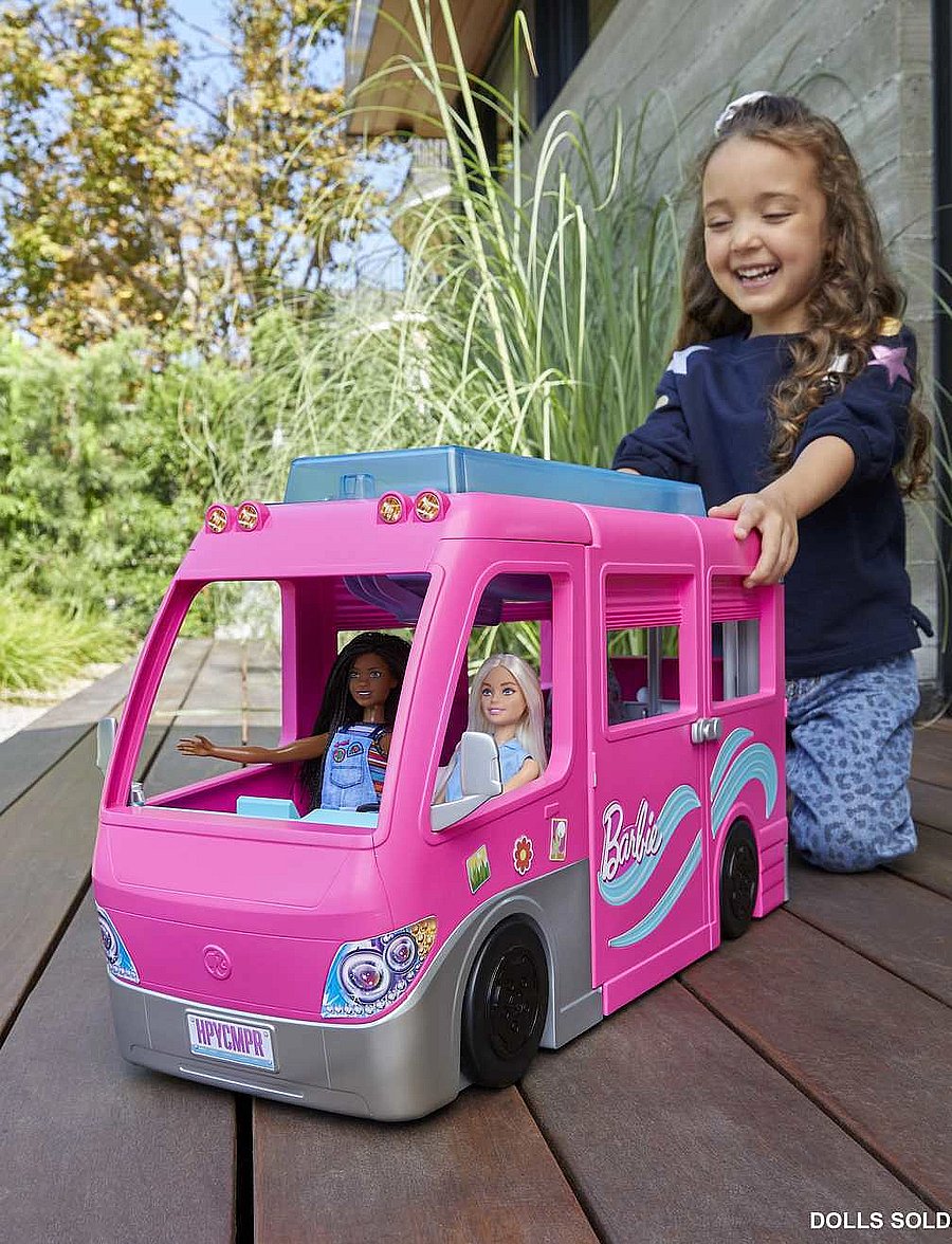 Barbie - Dreamhouse Adventures Camper, Doll Playset with 60 Accessories, 30-Inch Slide, Dream Camper - multi color - 0