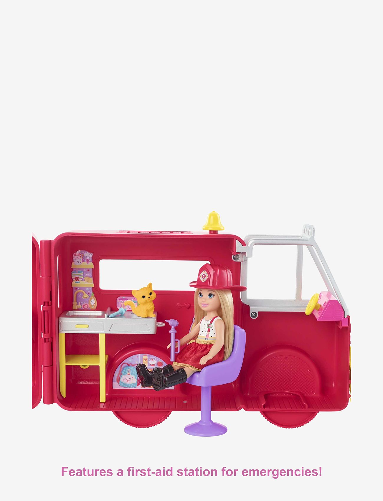 Barbie - Chelsea Fire Truck Vehicle - dukketilbehør - multi color - 1
