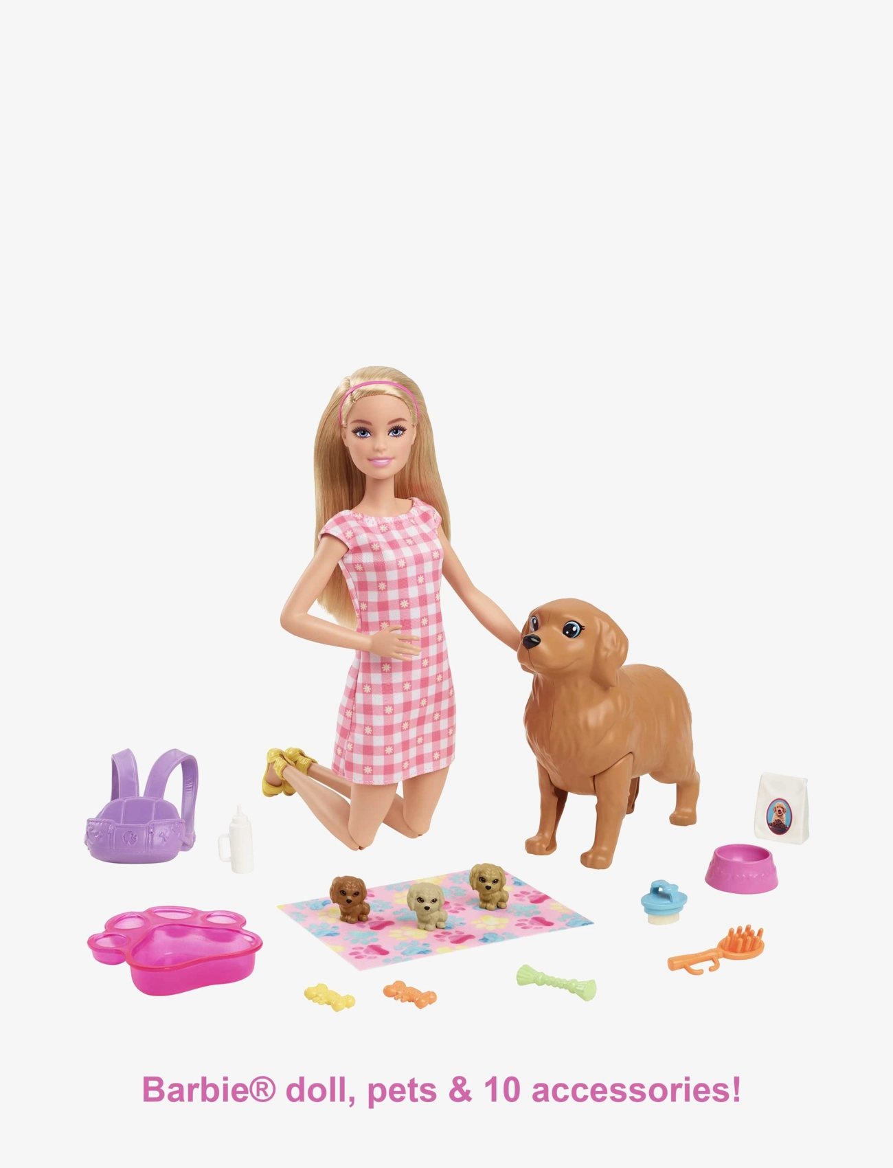 Barbie - Newborn Pups Playset with Doll & Animal Toys - laveste priser - multi color - 1