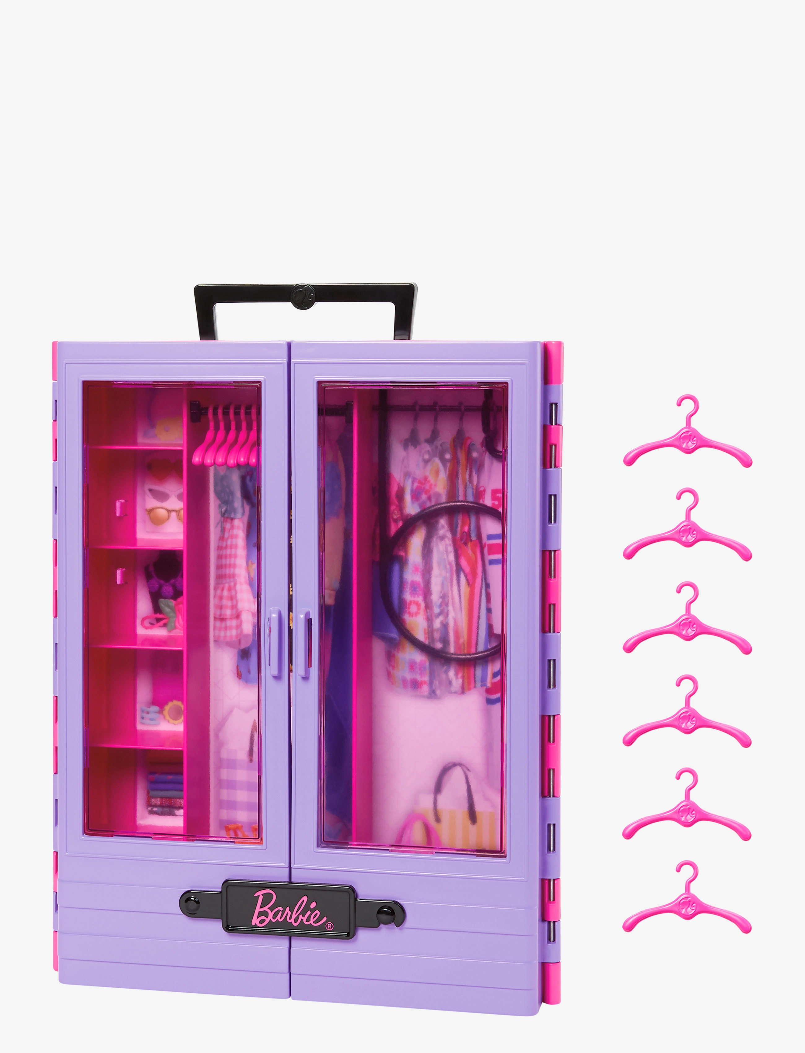 BARBIE Fashionistas Closet With 6 Hangars, Accessory Features Translucent Doors, Racks & Shelves Patterned - One Size - Kinder