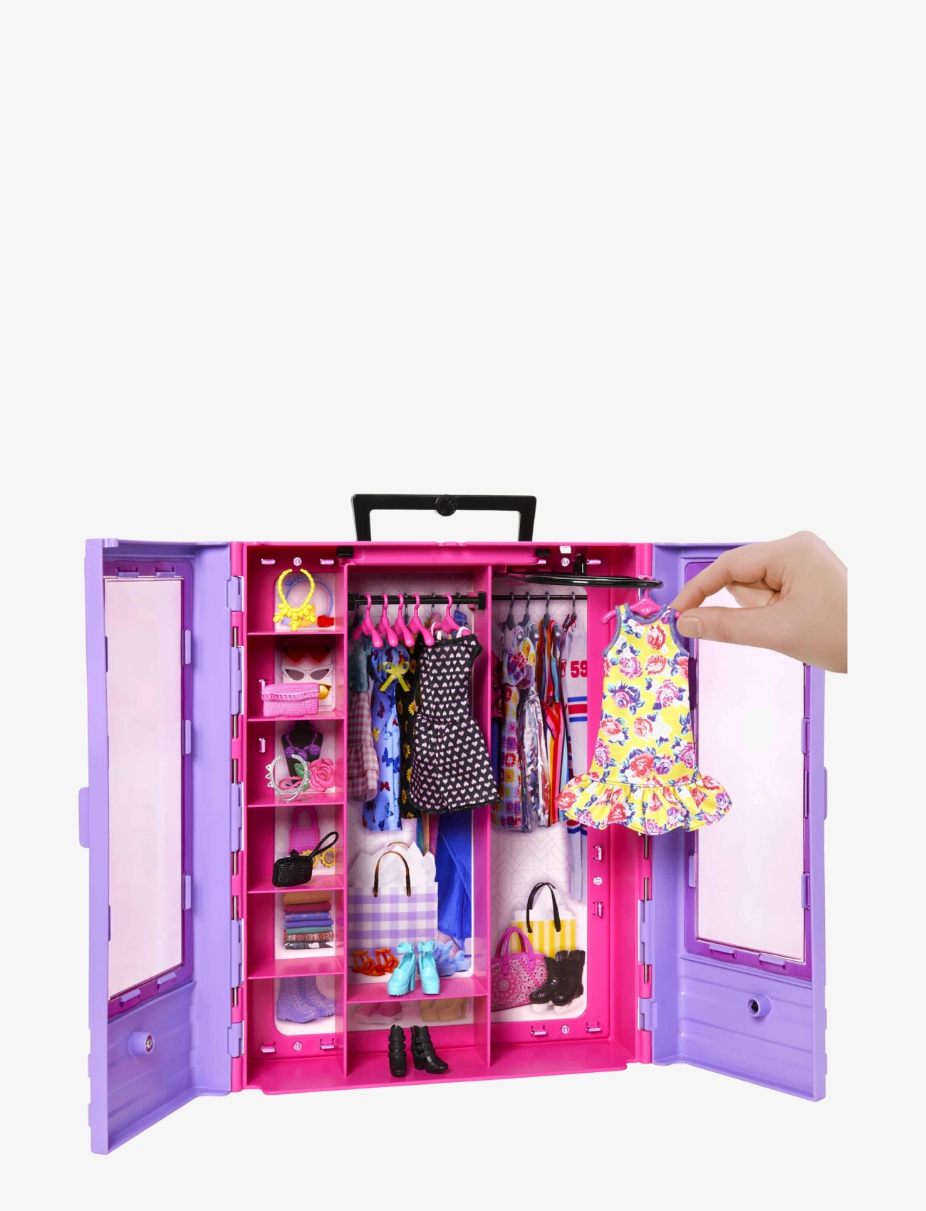 Barbie - Fashionistas Closet with 6 Hangars, Accessory Features Translucent Doors, Racks & Shelves - tilbehør til dukkehuse - multicolor - 2