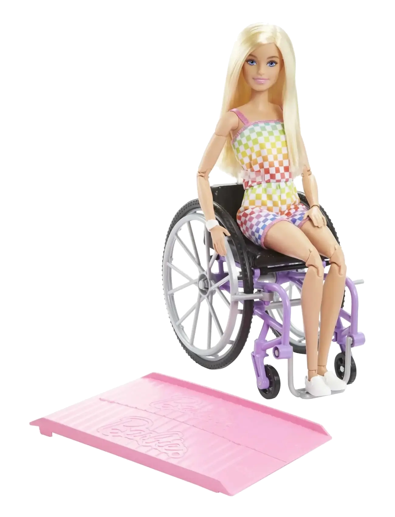 Barbie Fashionistas Doll #194 With Wheelchair & Ramp, Blond Hair, Rainbow Dress & Accessories, One Size, Multi/patterned, Dukker Og Tilbehør > Dukker,